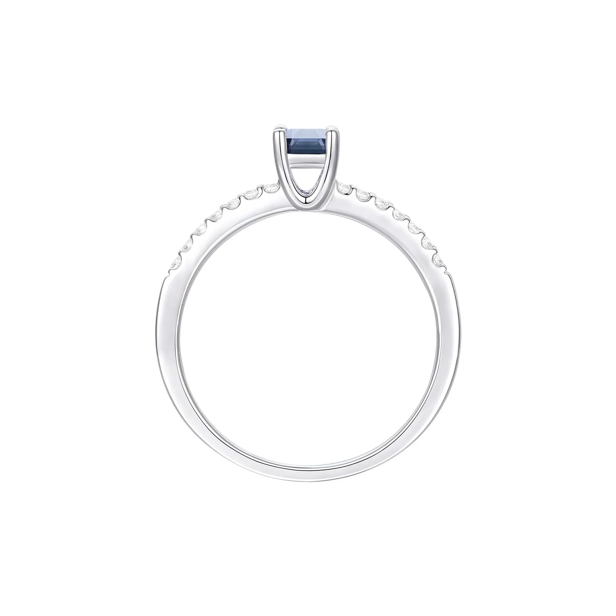 1/7 CT. Tw. Blue Sapphire and Diamond Bypass Ring 10K White Gold Size 7 1mm - Image 2