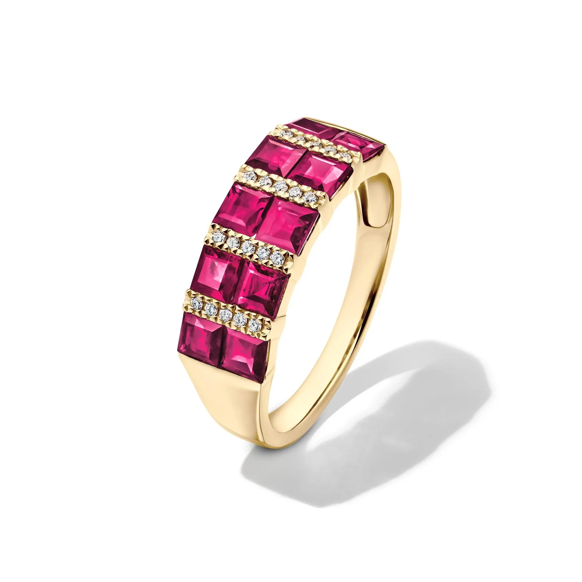 Ruby and Diamond Accent Band Ring 10K Yellow Gold Size 6.5 2mm - Image 4