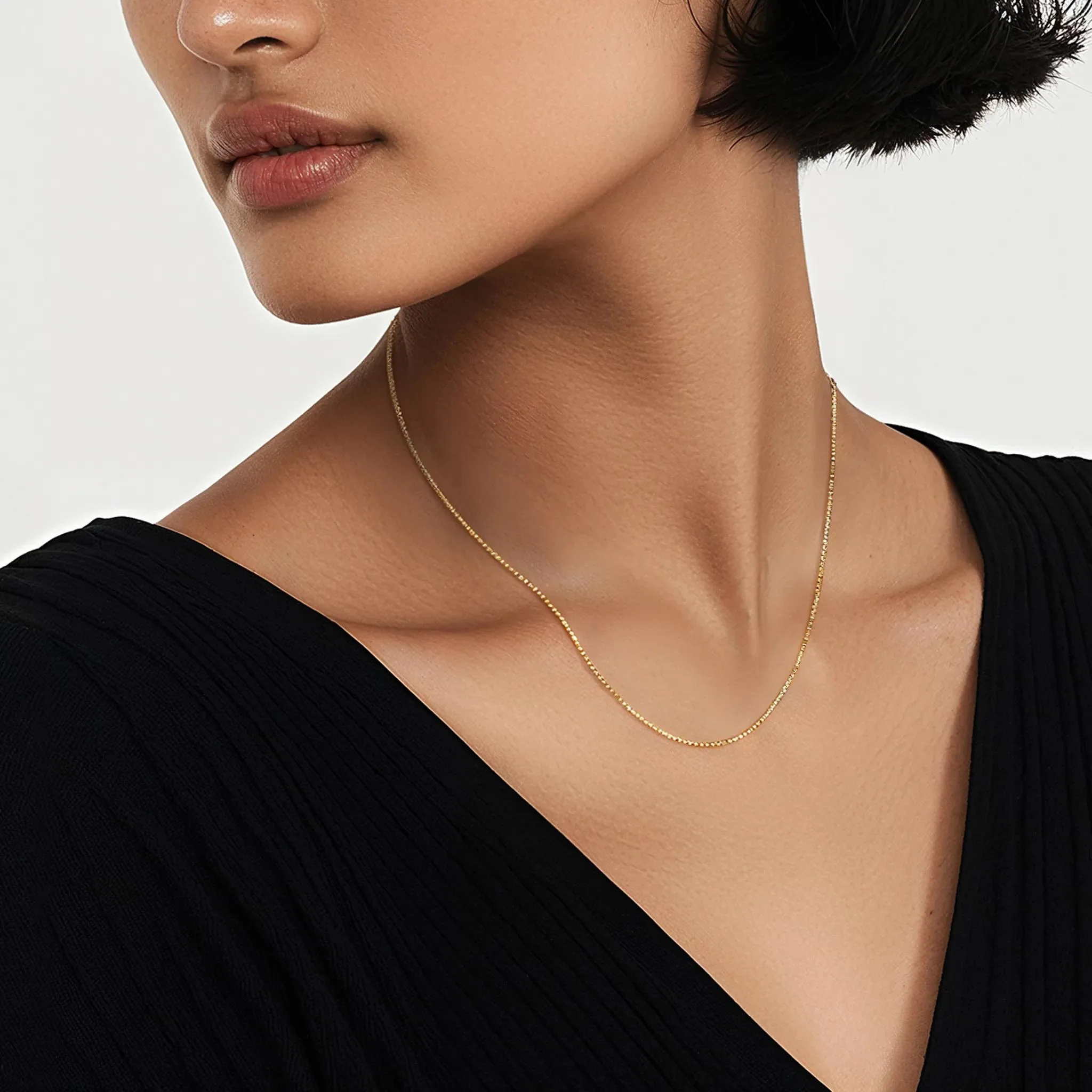 Box Chain 14K Yellow Gold . 18-20" Necklace Size 20"