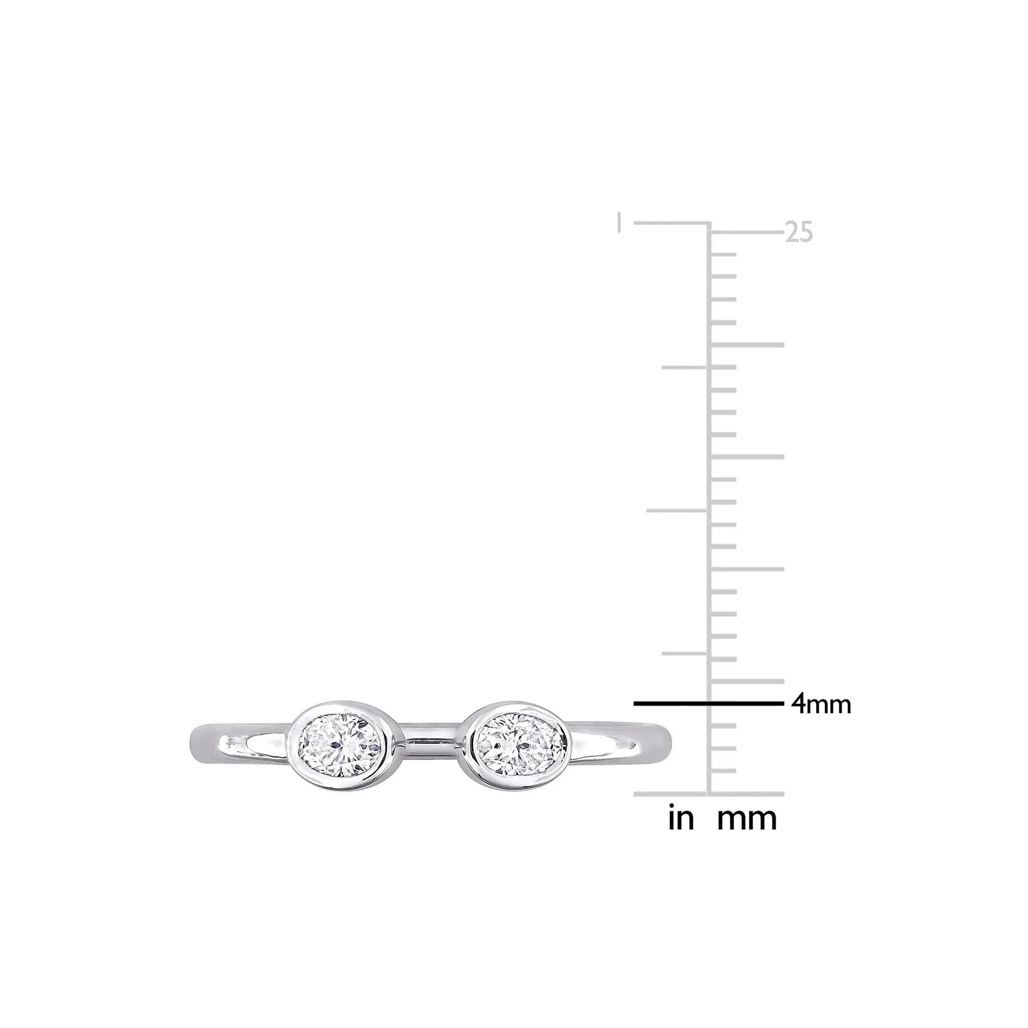 Lab-Created Moissanite Oval Bezel Open Band Ring .925 Sterling Silver White Size 5 4mm - Image 7