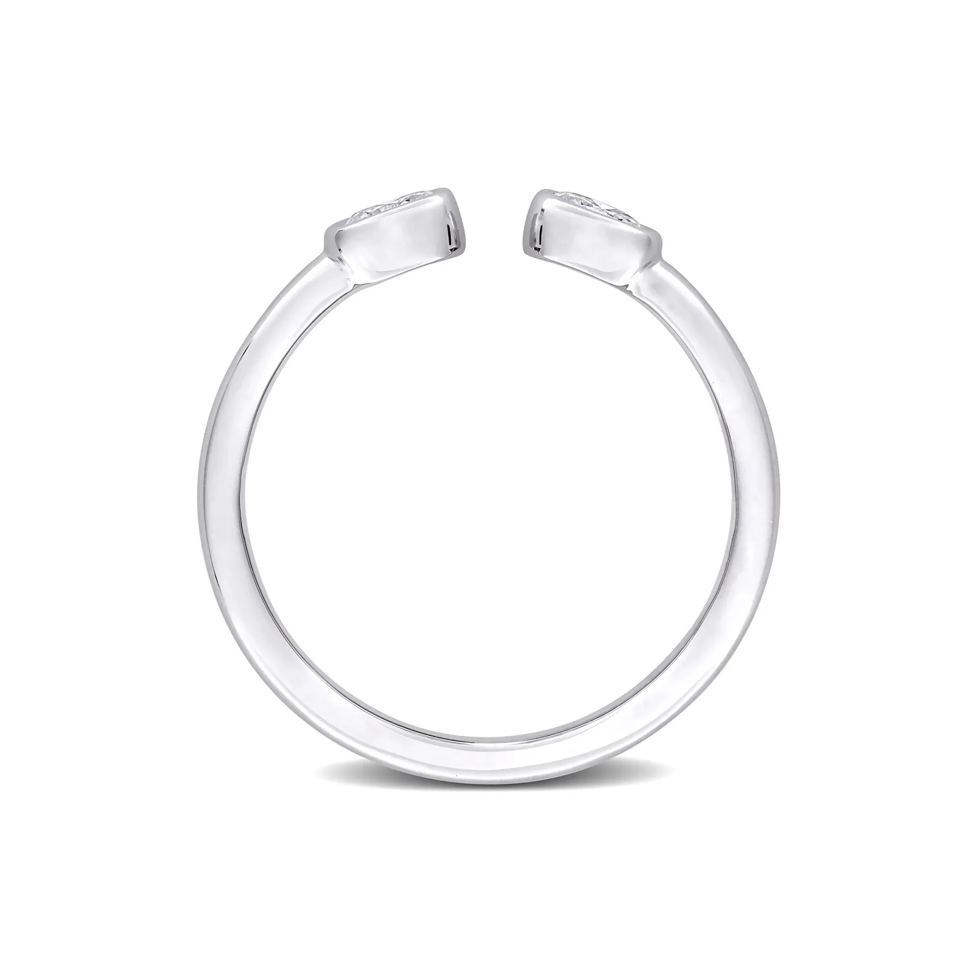 Lab-Created Moissanite Oval Bezel Open Band Ring .925 Sterling Silver White Size 6 4mm - Image 2