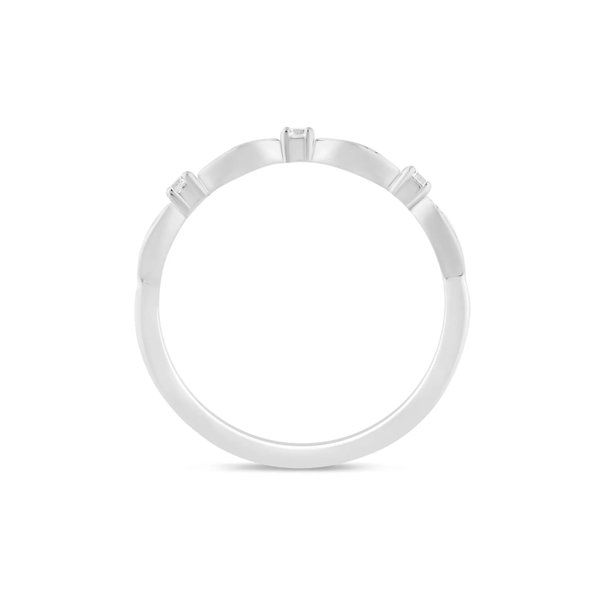 1/8 CT. Tw. Stacking Ring with Scalloped Band 10K White Gold Round Brilliant Cut Size 7.5 1mm - Image 2