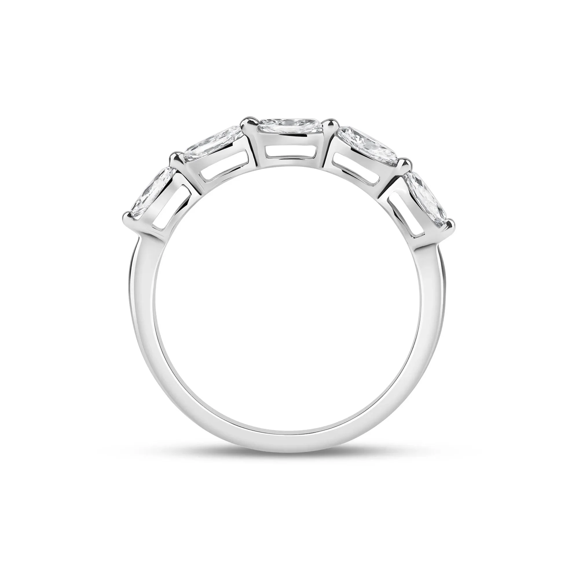 1/2 CT. Tw. Lab Grown Diamond Marquise-Cut 5-Stone Anniversary Band Ring 14K White Gold Size 8.5 2mm - Image 2