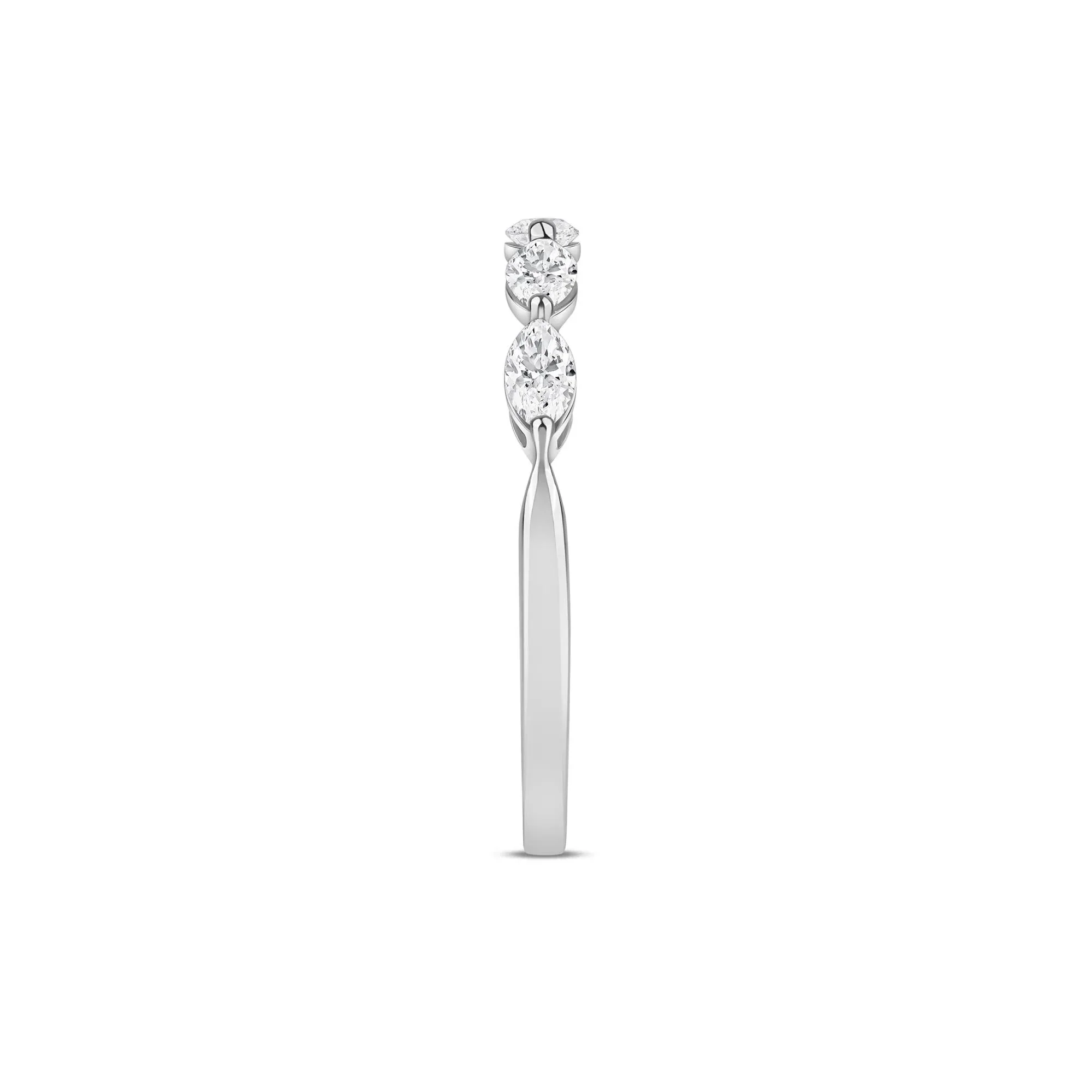 1/2 CT. Tw. Lab Grown Diamond Marquise-Cut 5-Stone Anniversary Band Ring 14K White Gold Size 9 2mm - Image 3