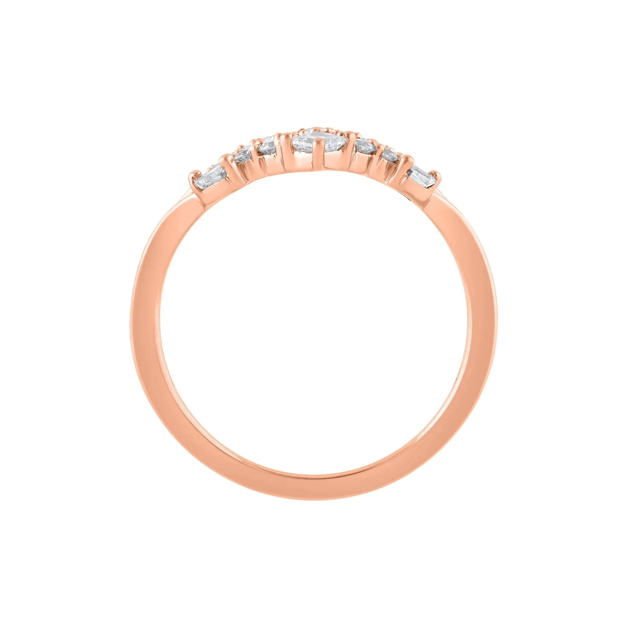 1/4 CT. Tw. Diamond Contour Band Ring 14K Rose Gold Round Brilliant Cut Size 10 1mm - Image 2