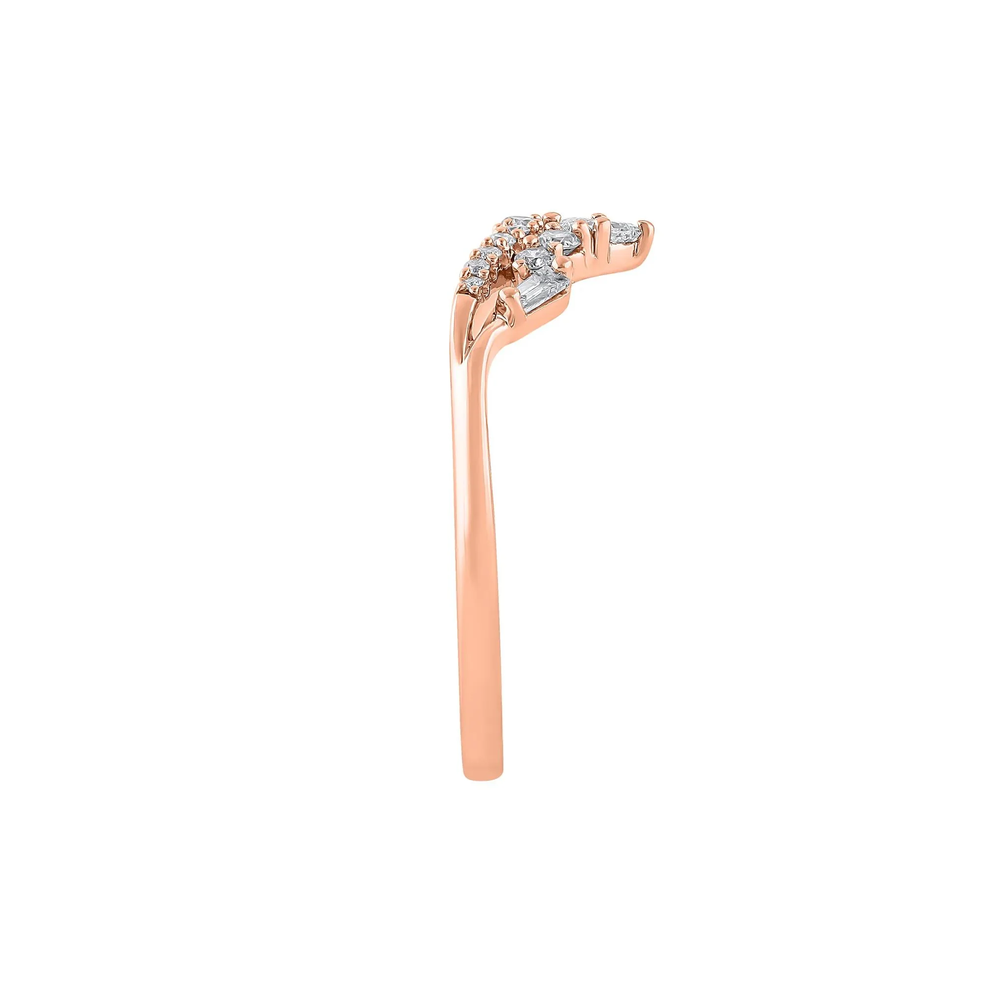 1/4 CT. Tw. Diamond Contour Band Ring 14K Rose Gold Round Brilliant Cut Size 6.5 1mm - Image 3