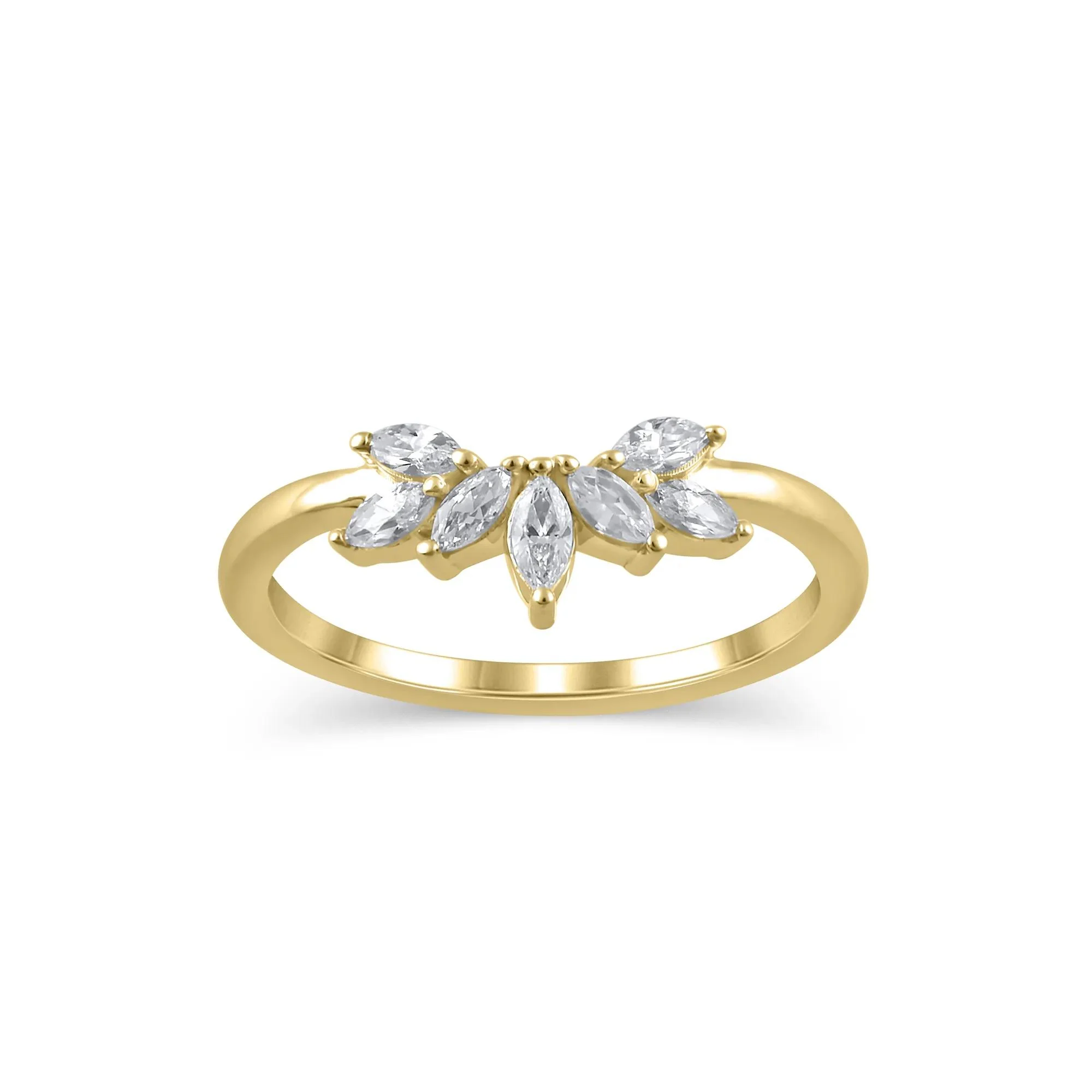 3/8 CT. Tw. Marquise-Cut Diamond Contour Band Ring 14K Yellow Gold Size 6 1mm