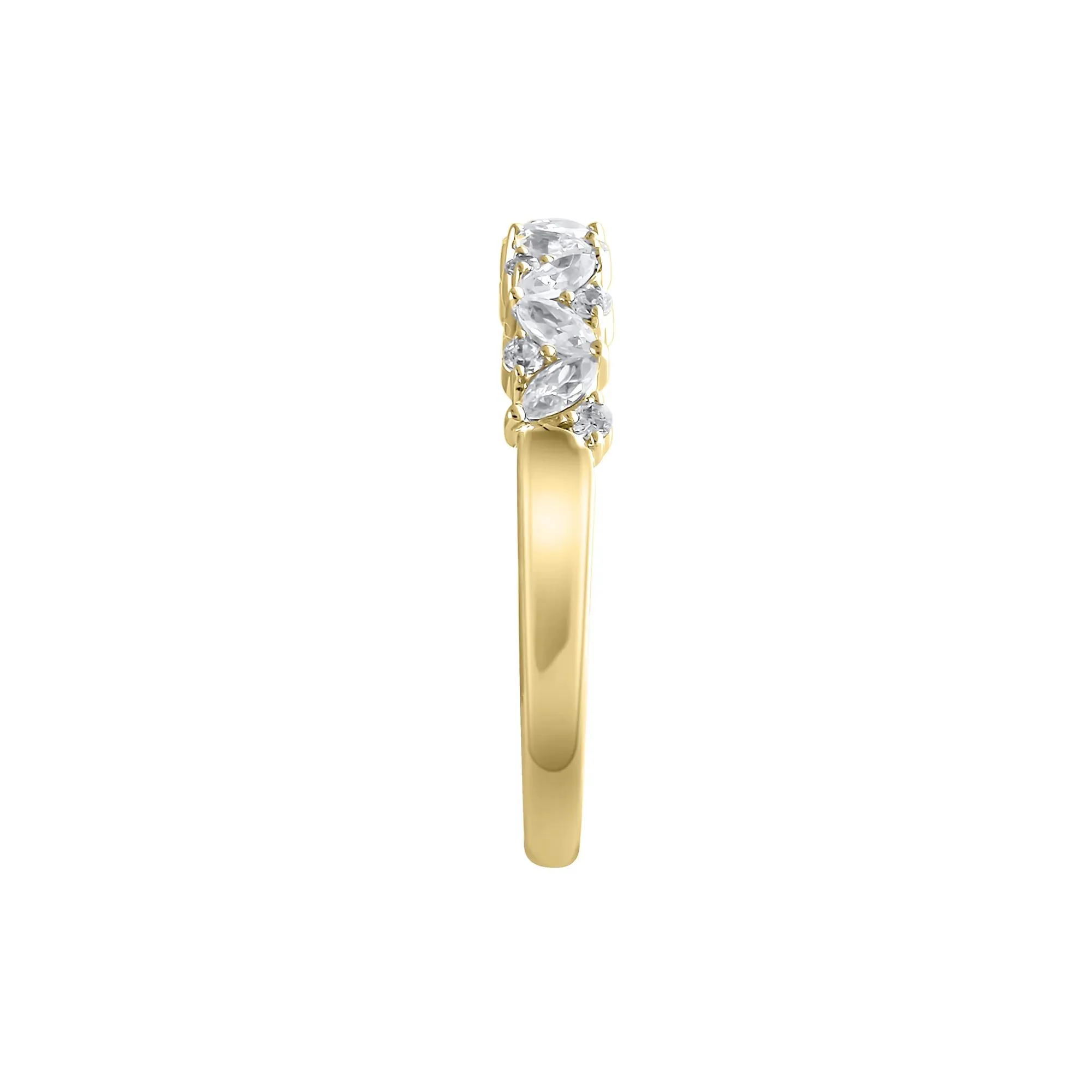 1/2 CT. Tw. Lab Grown Diamond Marquise and Round Anniversary Band Ring 14K Yellow Gold Size 6.5 1mm - Image 3