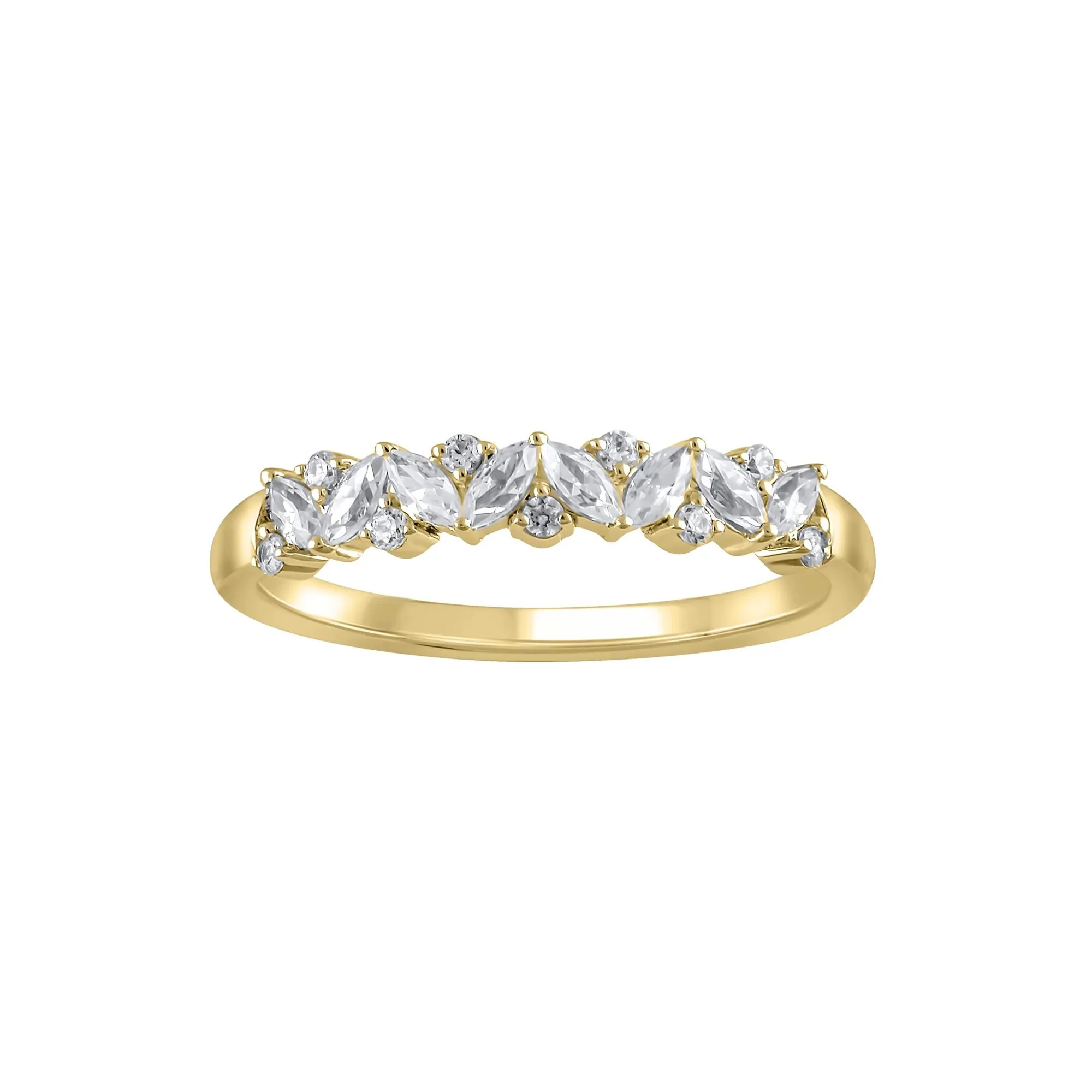 1/2 CT. Tw. Lab Grown Diamond Marquise and Round Anniversary Band Ring 14K Yellow Gold Size 7 1mm