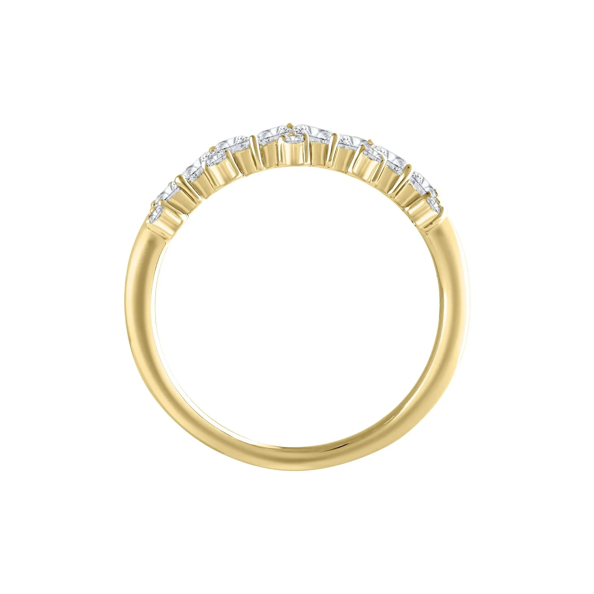 1/2 CT. Tw. Lab Grown Diamond Marquise and Round Anniversary Band Ring 14K Yellow Gold Size 7 1mm - Image 2