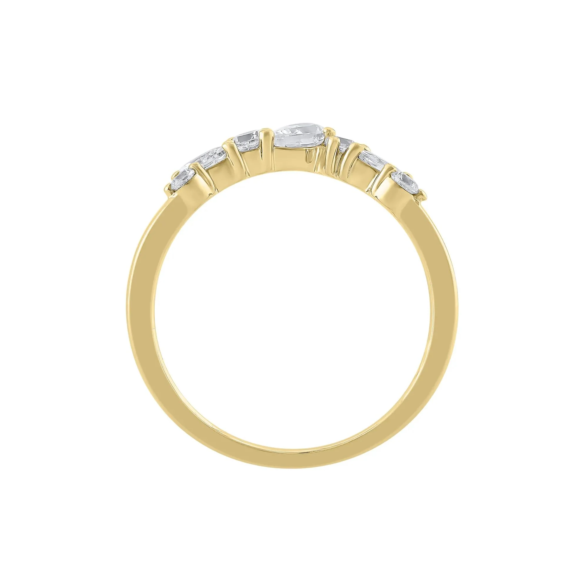 1/2 CT. Tw. Lab Grown Diamond Scatter Contour Band Ring 14K Yellow Gold Round Brilliant Cut Size 6 1mm - Image 2