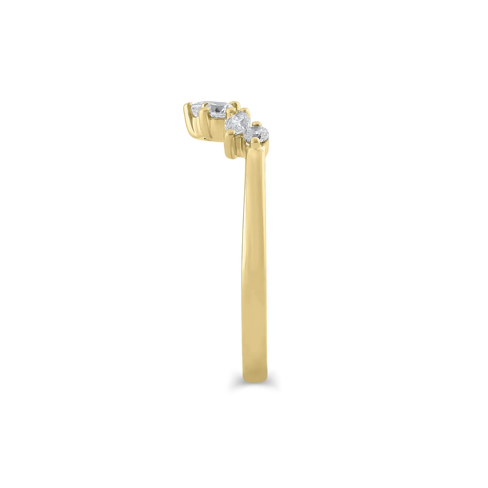 1/2 CT. Tw. Lab Grown Diamond Scatter Contour Band Ring 14K Yellow Gold Round Brilliant Cut Size 8 1mm - Image 3