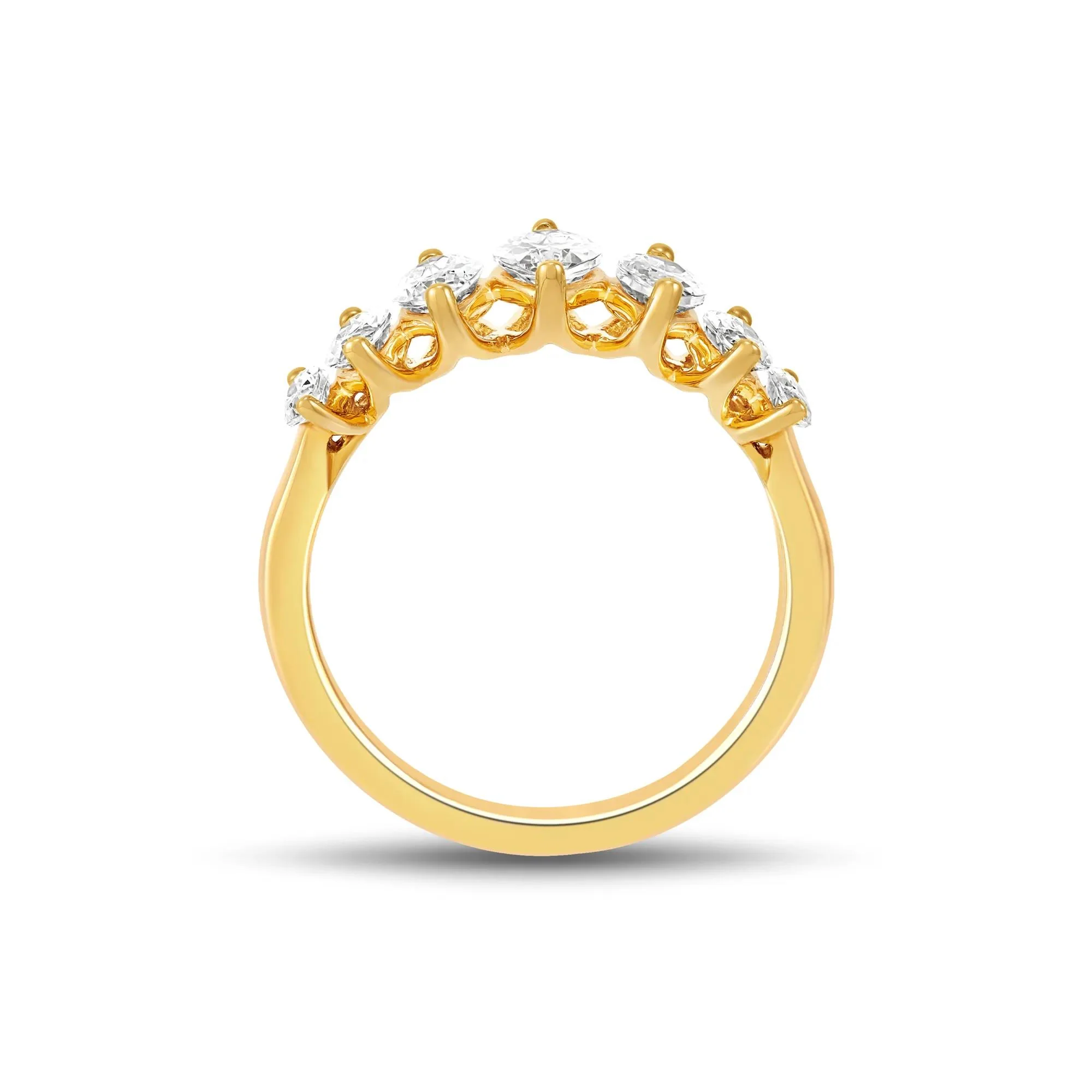 2 CT. Tw. Lab Grown Diamond Marquise Band Ring 14K Yellow Gold Size 6 1mm - Image 2