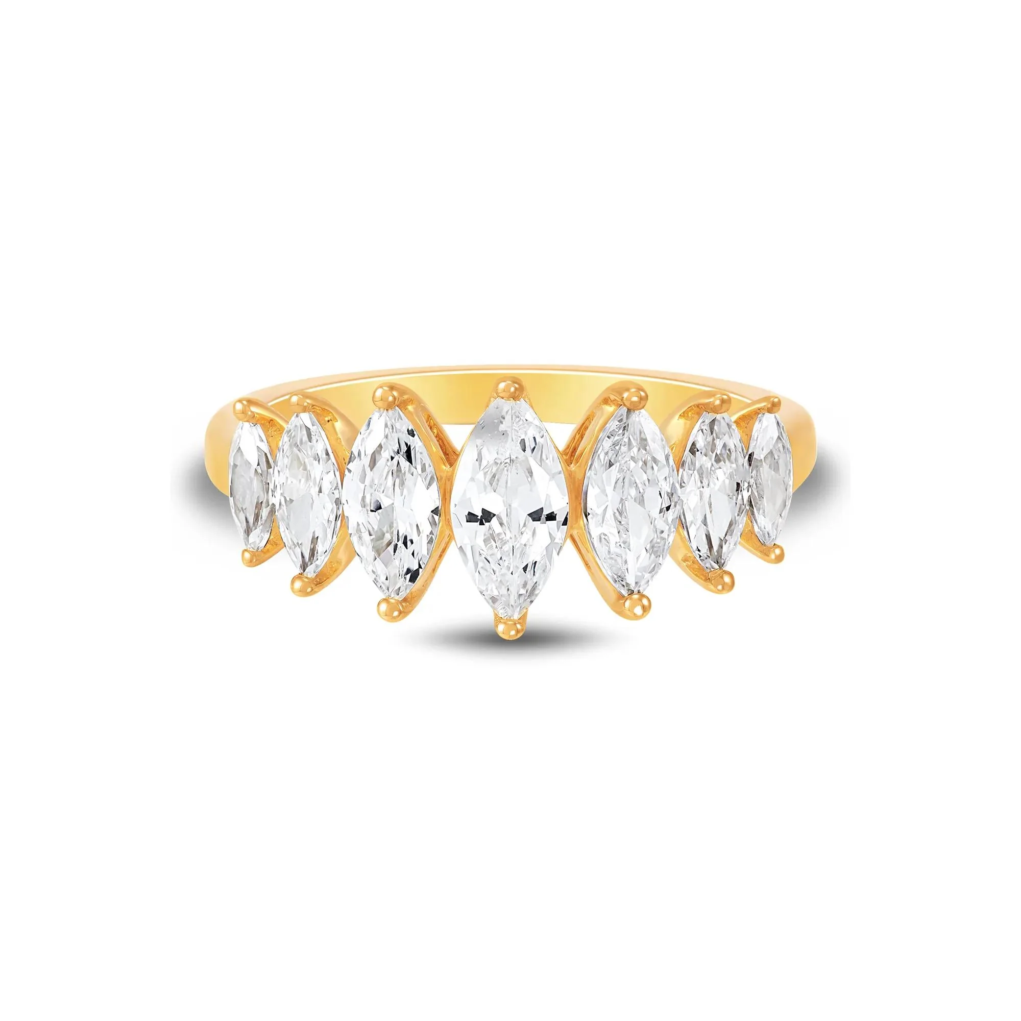 2 CT. Tw. Lab Grown Diamond Marquise Band Ring 14K Yellow Gold Size 6.5 1mm