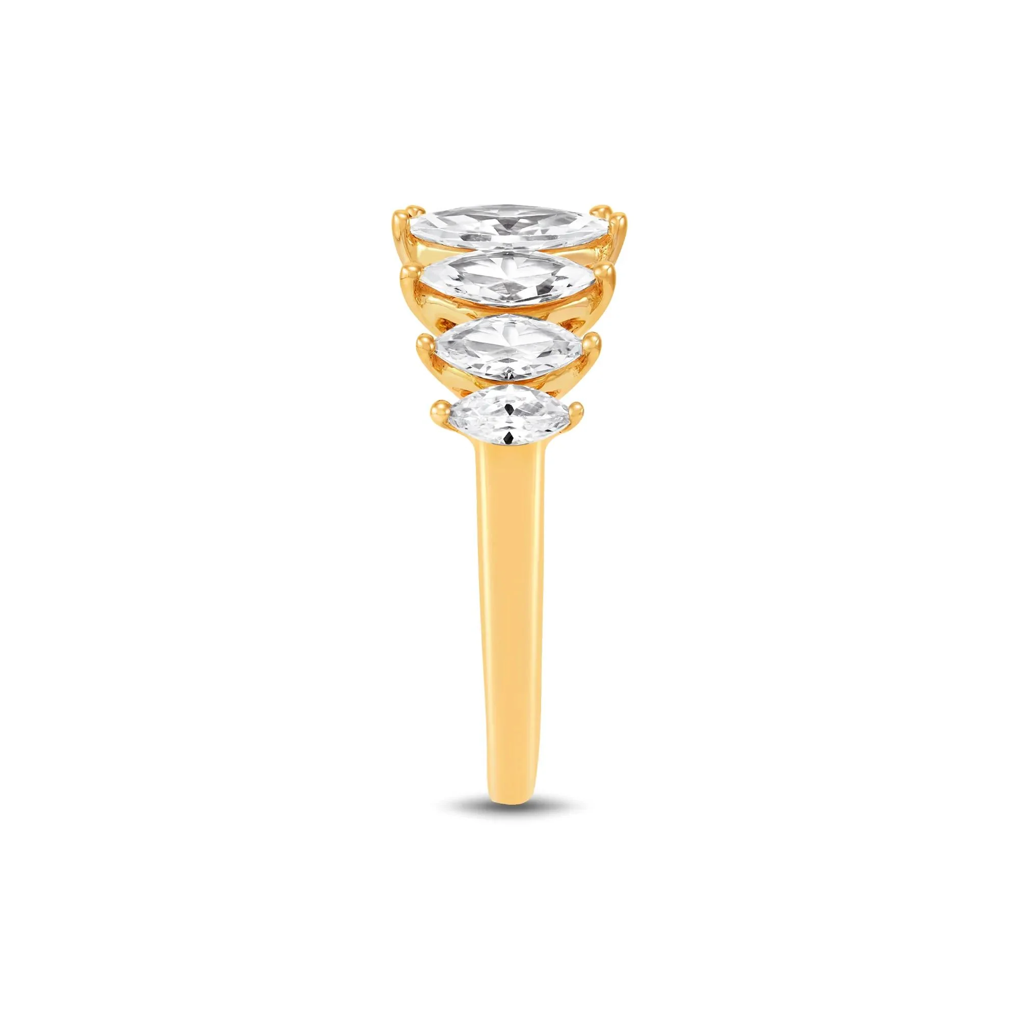 2 CT. Tw. Lab Grown Diamond Marquise Band Ring 14K Yellow Gold Size 7.5 1mm - Image 3