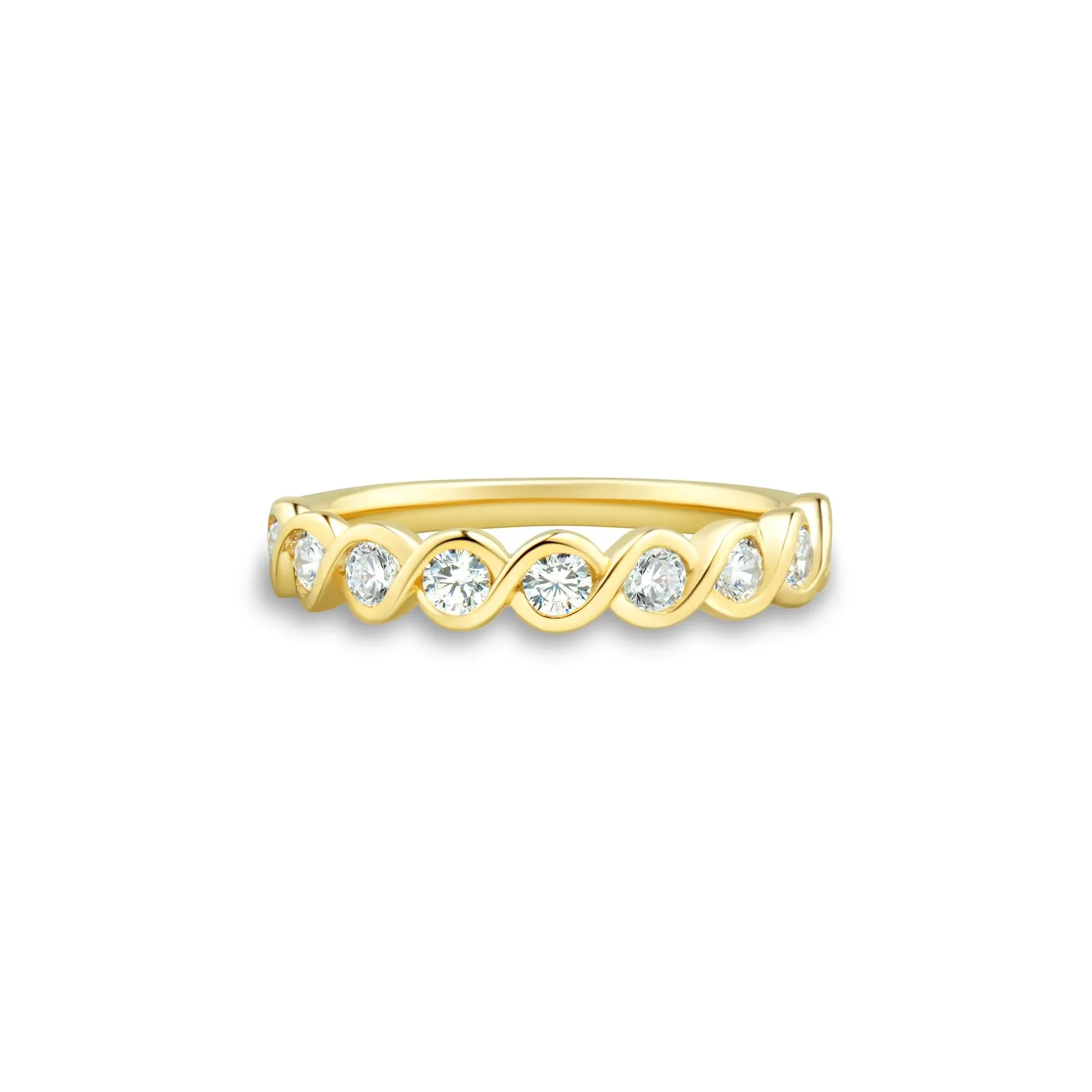 1/2 CT. Tw. Lab Grown Diamond Band Ring 10K Yellow Gold Round Brilliant Cut Size 7.5 1mm