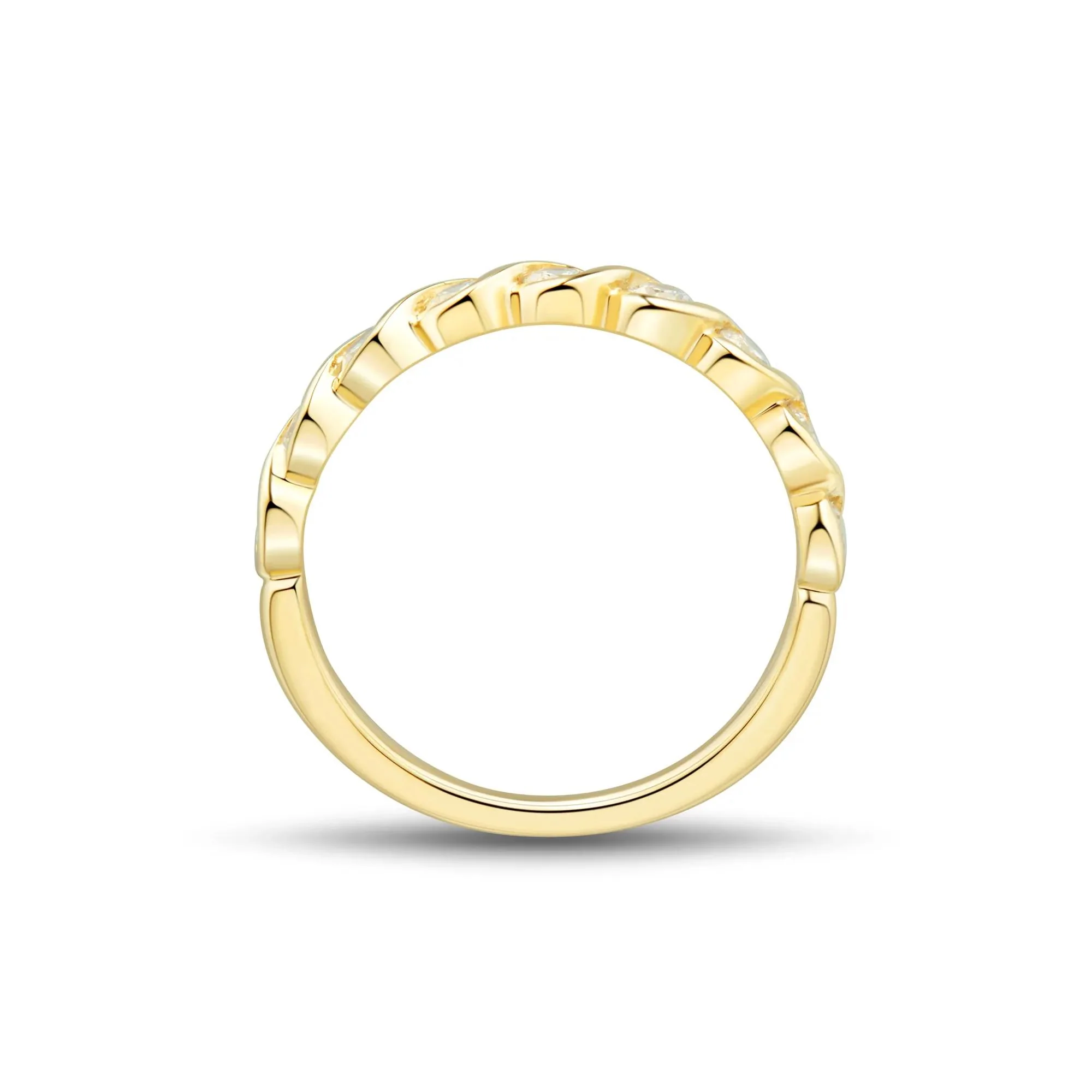 1/2 CT. Tw. Lab Grown Diamond Band Ring 10K Yellow Gold Round Brilliant Cut Size 8 1mm - Image 2