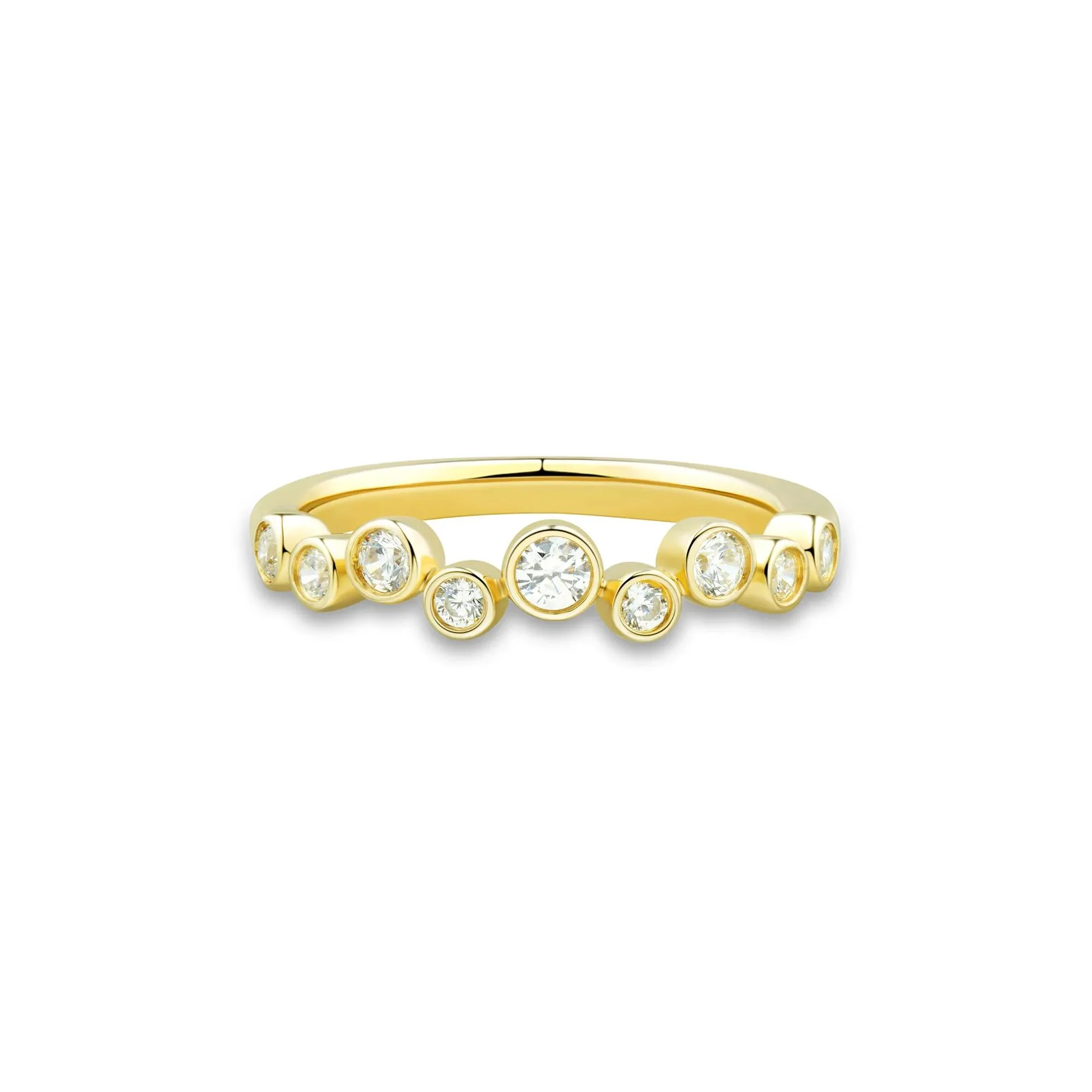 1/3 CT. Tw. Lab Grown Diamond Bezel Scatter Band Ring 10K Yellow Gold Round Brilliant Cut Size 9.5 1mm