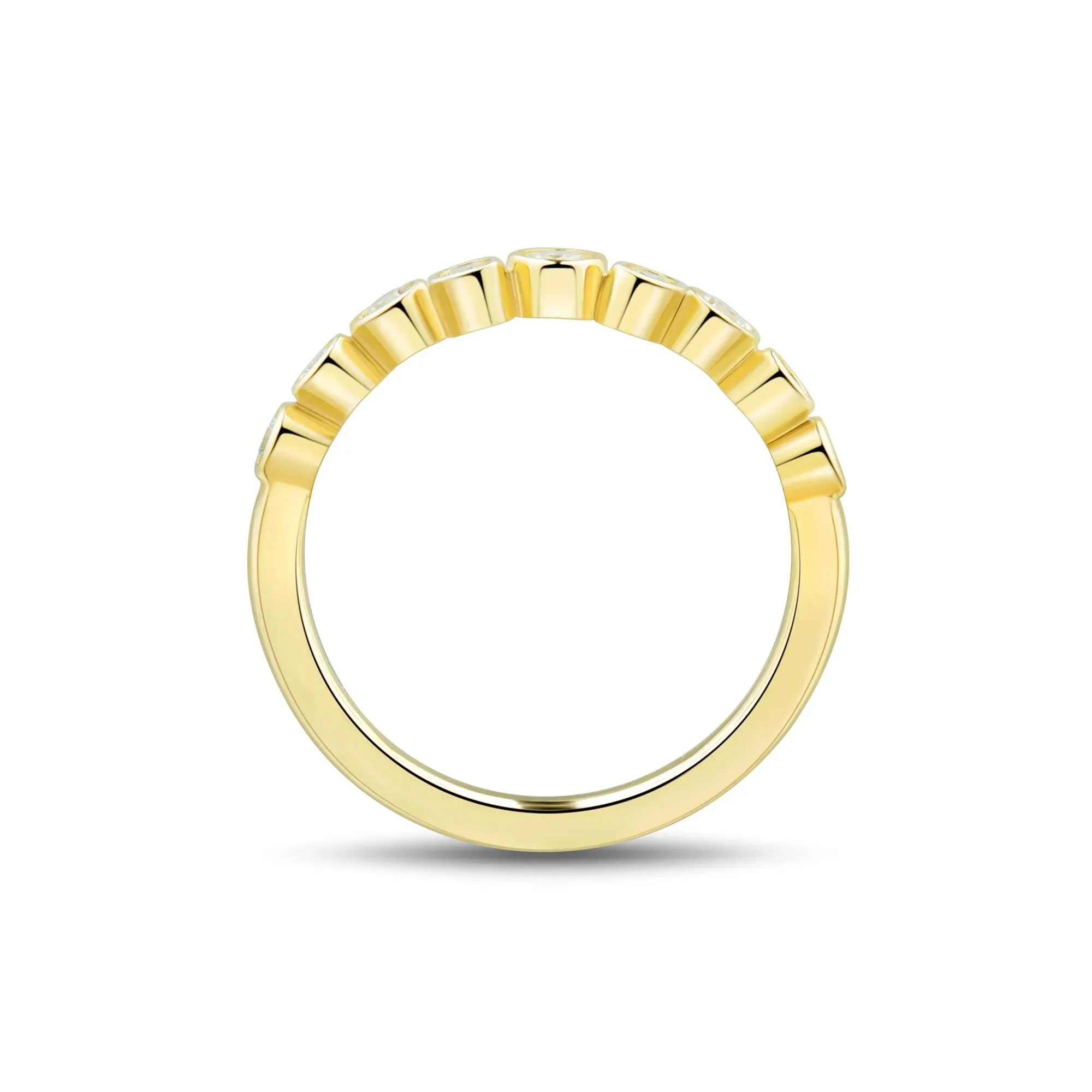 1/3 CT. Tw. Lab Grown Diamond Bezel Scatter Band Ring 10K Yellow Gold Round Brilliant Cut Size 9.5 1mm - Image 2