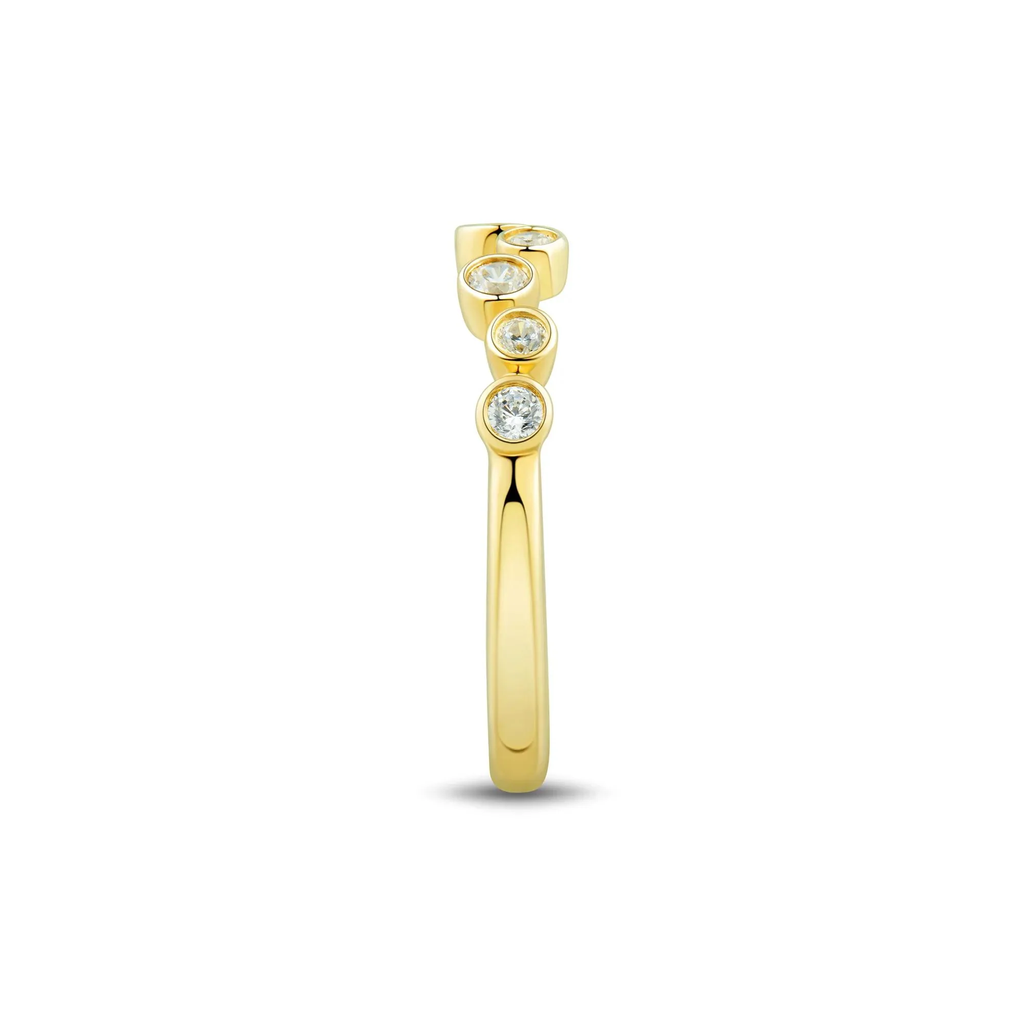 1/3 CT. Tw. Lab Grown Diamond Bezel Scatter Band Ring 10K Yellow Gold Round Brilliant Cut Size 9.5 1mm - Image 3