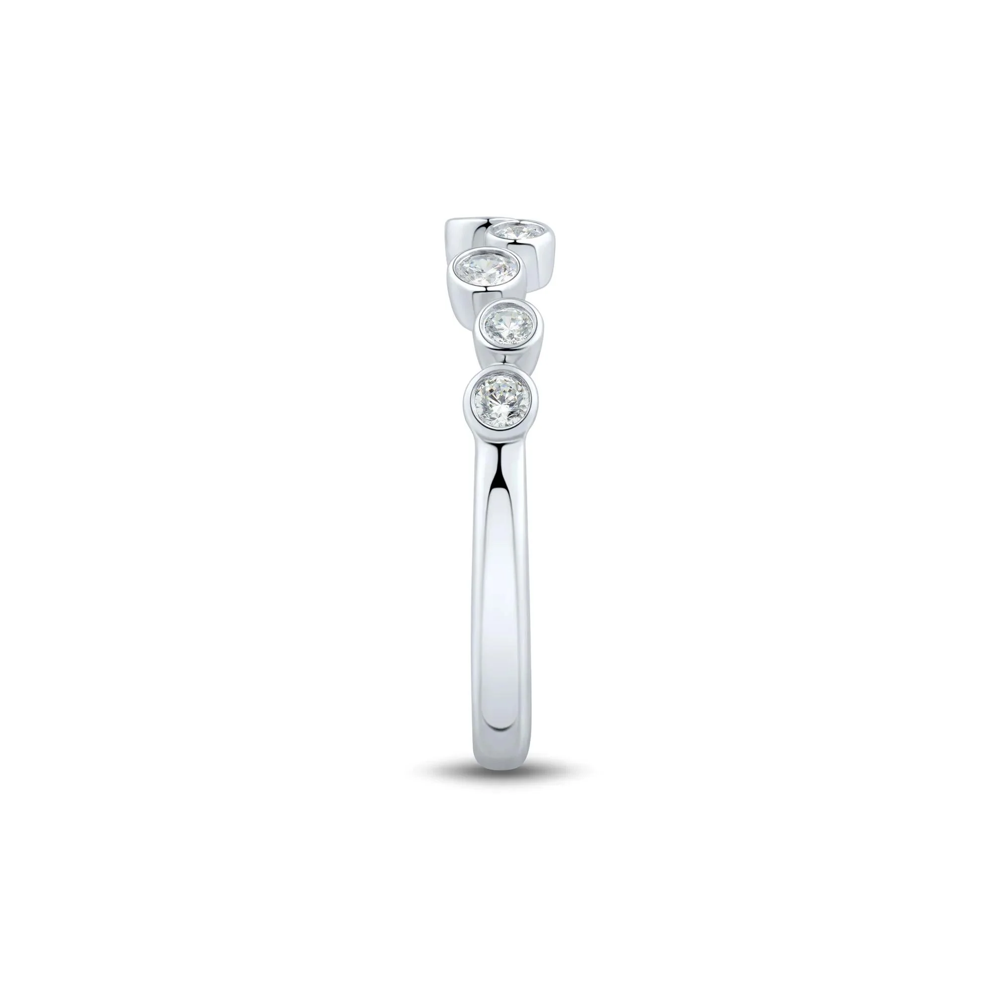 1/3 CT. Tw. Lab Grown Diamond Bezel Scatter Band Ring 10K White Gold Round Brilliant Cut Size 6 1mm - Image 3