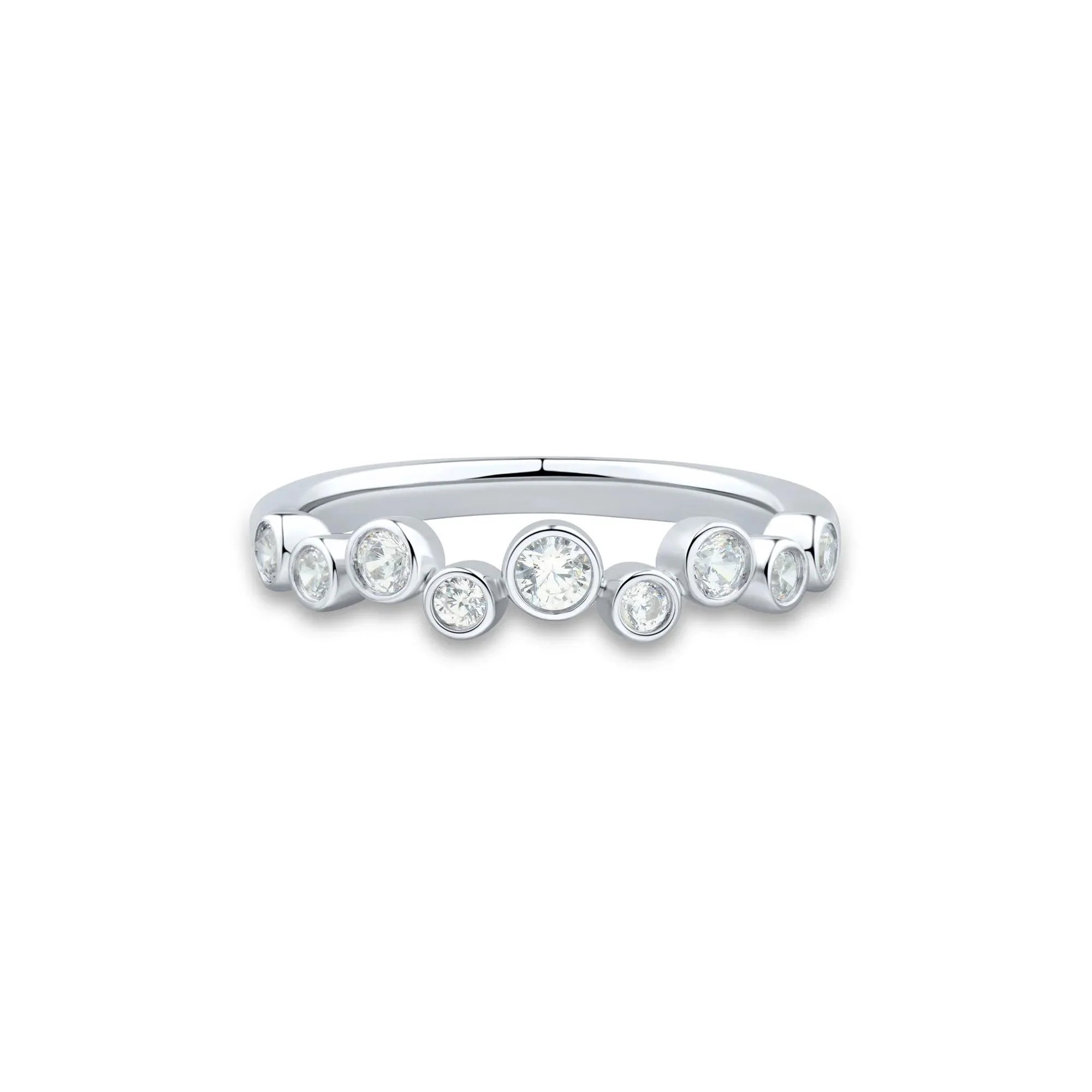 1/3 CT. Tw. Lab Grown Diamond Bezel Scatter Band Ring 10K White Gold Round Brilliant Cut Size 7 1mm