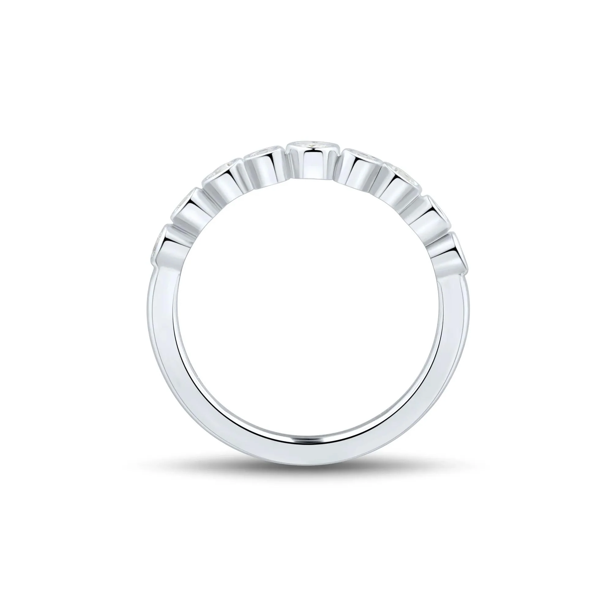 1/3 CT. Tw. Lab Grown Diamond Bezel Scatter Band Ring 10K White Gold Round Brilliant Cut Size 8 1mm - Image 2