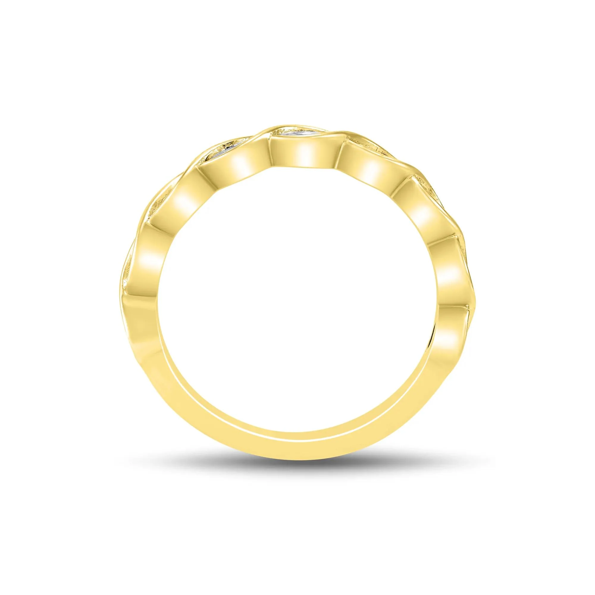 1/2 CT. Tw. Lab Grown Diamond Marquise Wave Band Ring 10K Yellow Gold Size 8 2mm - Image 2