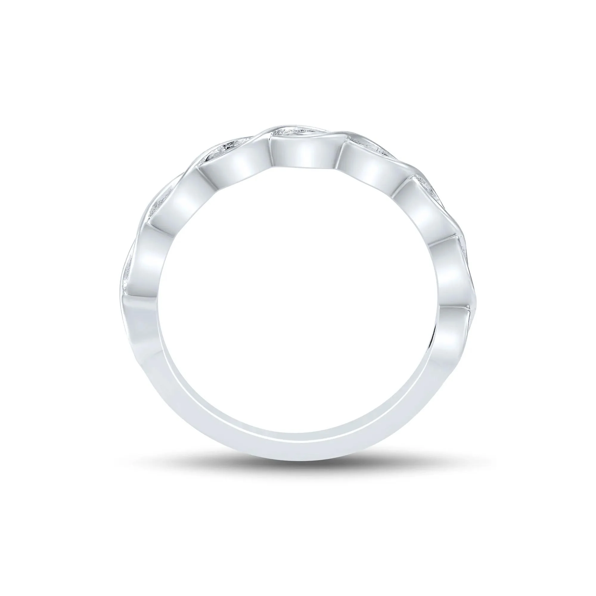 1/2 CT. Tw. Lab Grown Diamond Marquise Wave Band Ring 10K White Gold Size 6 2mm - Image 2