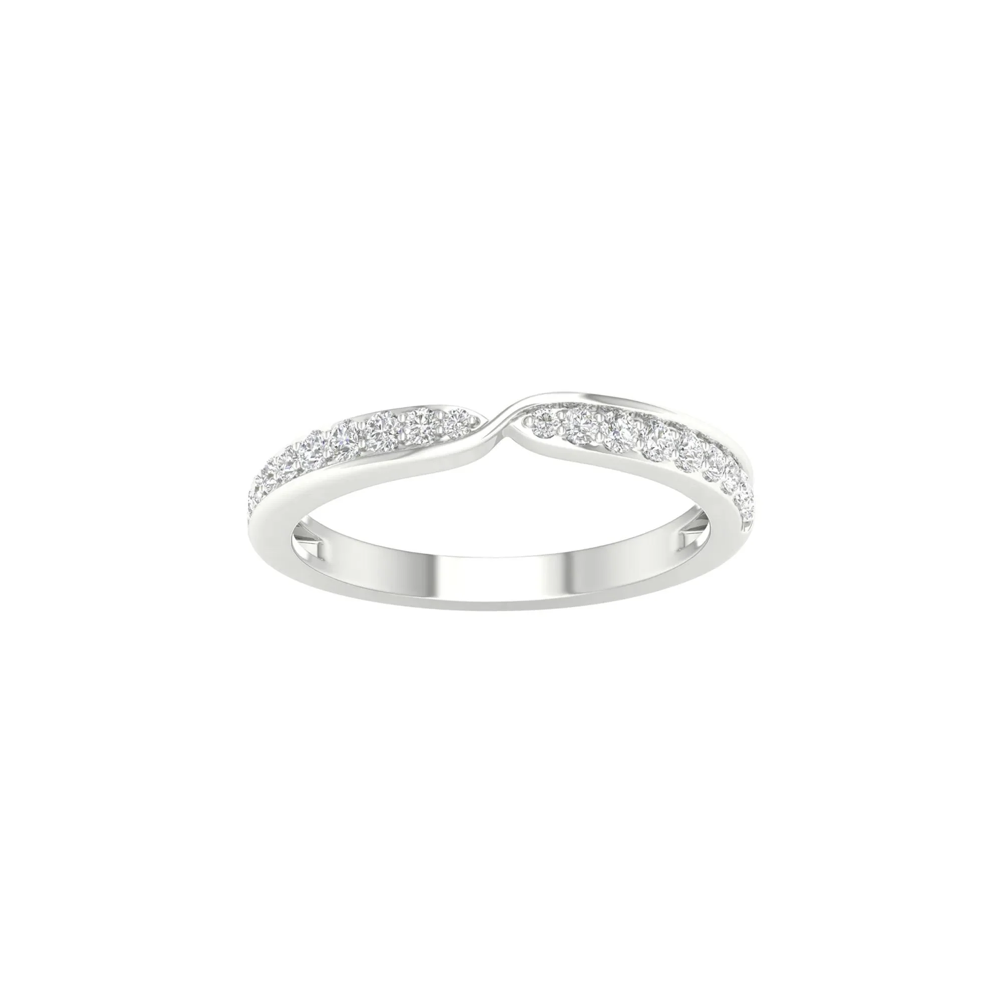 1/4 CT. Tw. Pinched Diamond Stack Band Ring 10K White Gold Round Brilliant Cut Size 6.5 2mm - Image 4