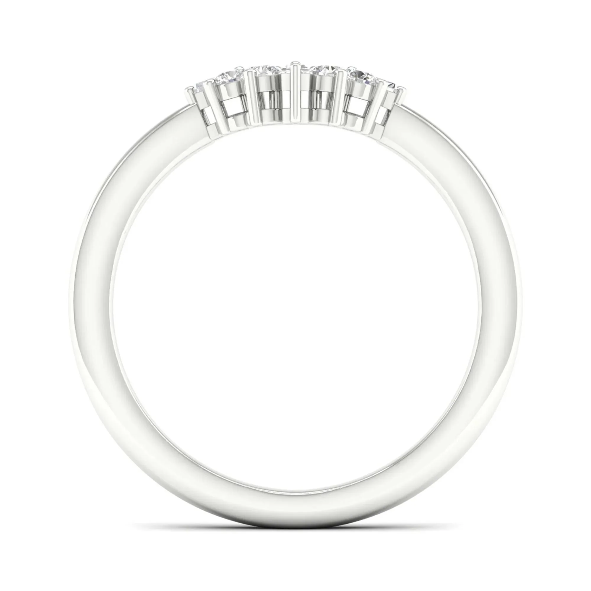 1/7 CT. Tw. Round and Baguette Diamond Contour Band Ring 14K White Gold Round Brilliant Cut Size 7.5 2mm - Image 2