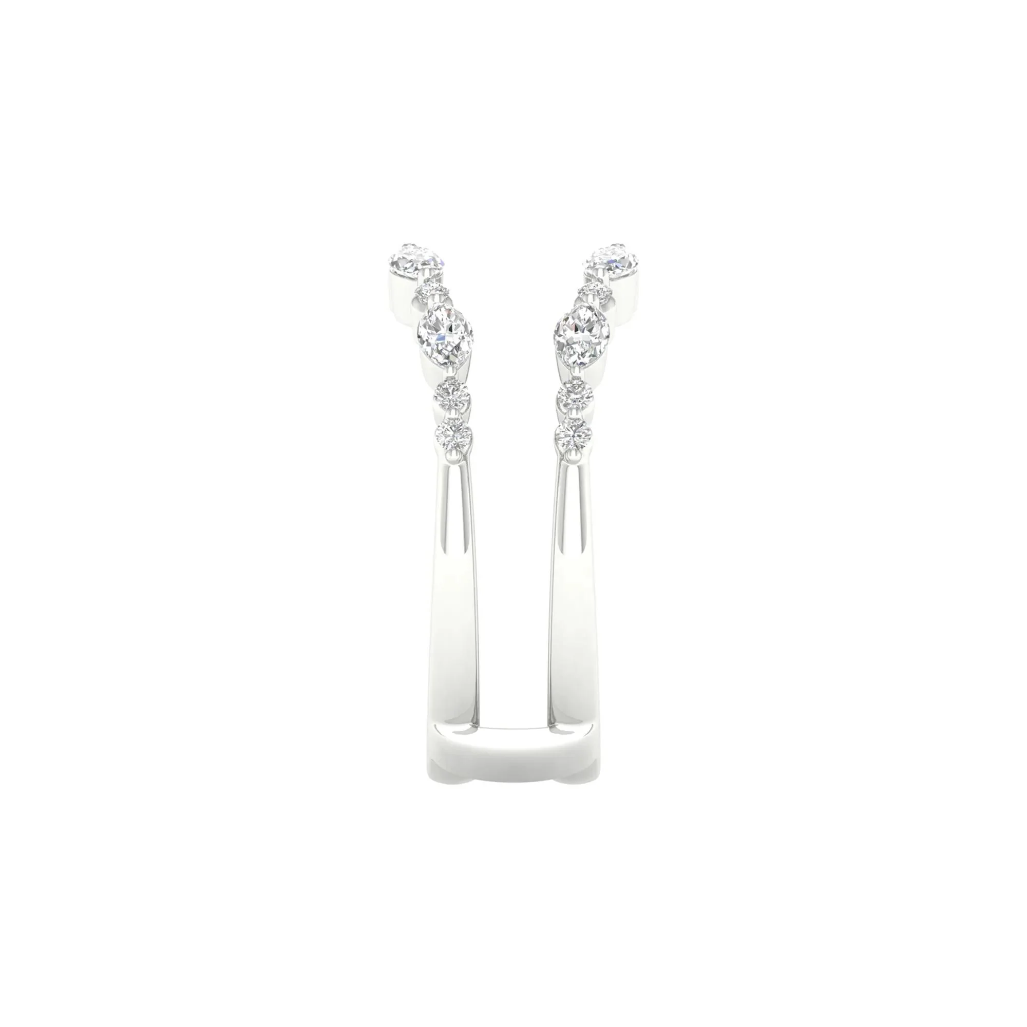 1/2 CT. Tw. Round and Marquise Contour Ring Insert 14K White Gold Round Brilliant Cut Size 6 7mm - Image 3