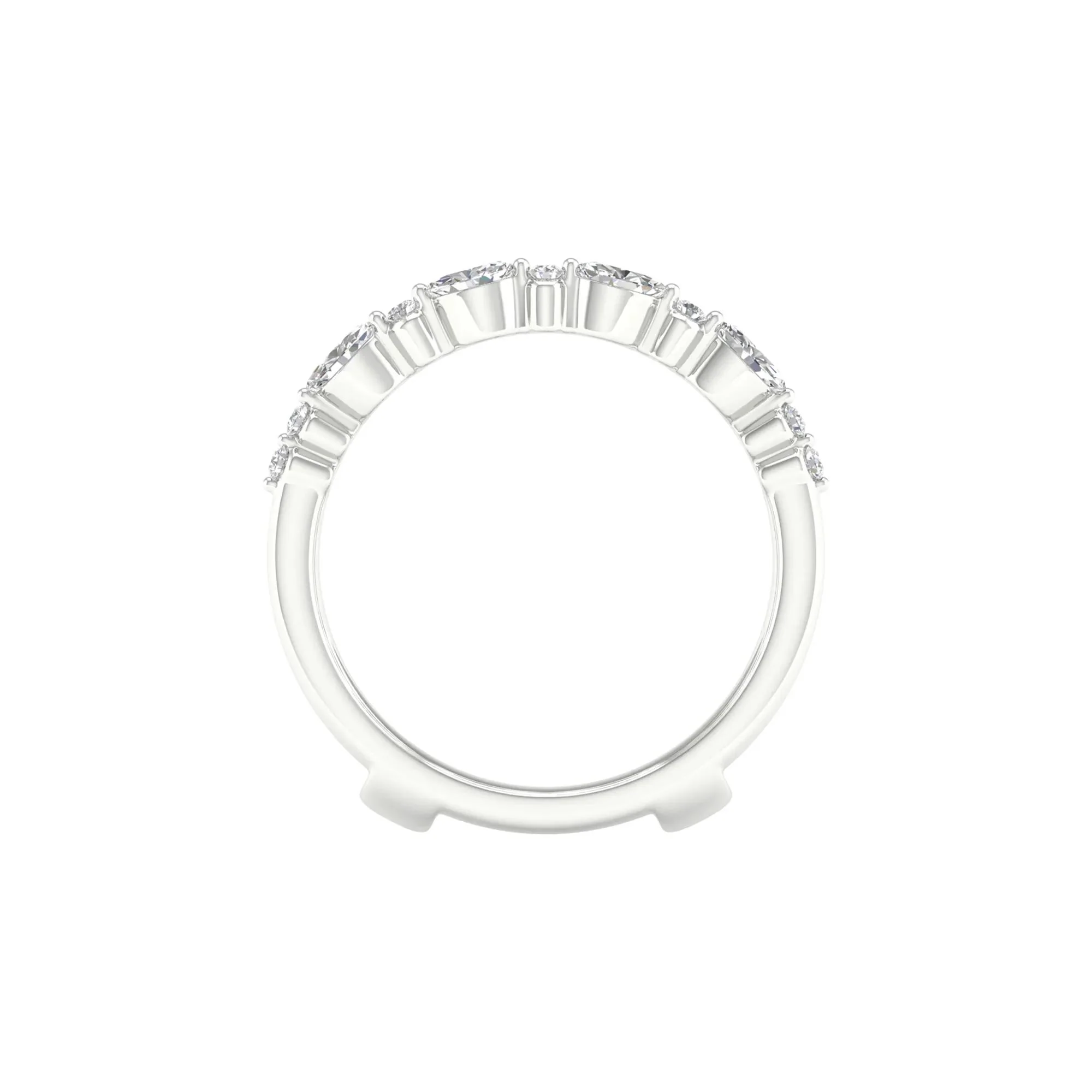 1/2 CT. Tw. Round and Marquise Contour Ring Insert 14K White Gold Round Brilliant Cut Size 7.5 7mm - Image 2
