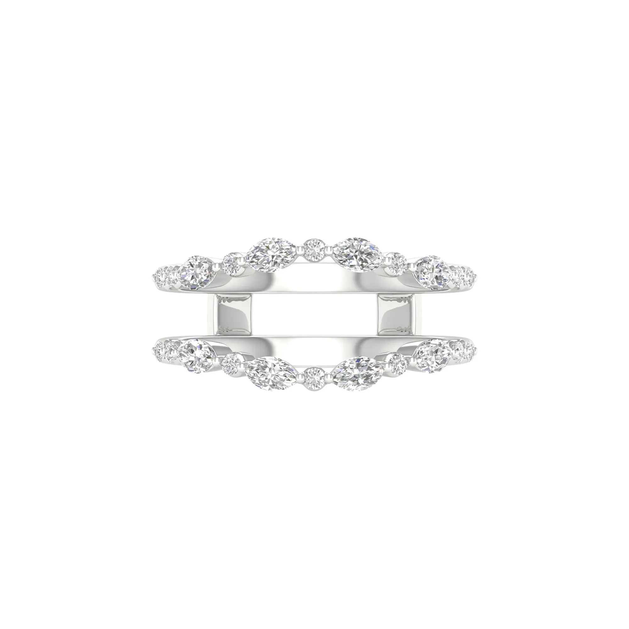 1/2 CT. Tw. Round and Marquise Contour Ring Insert 14K White Gold Round Brilliant Cut Size 8.5 7mm