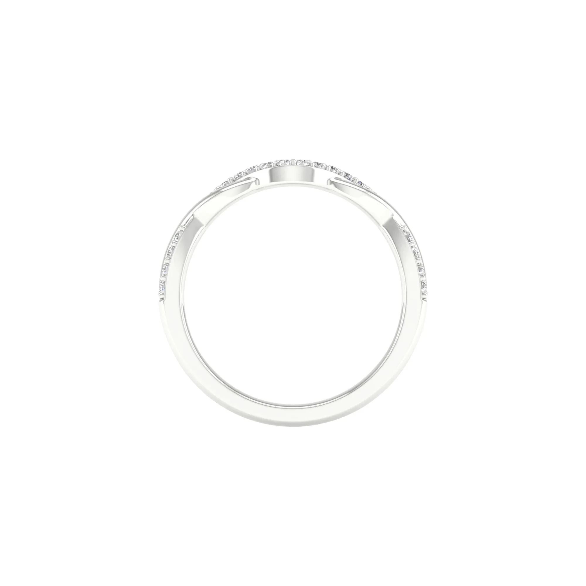 1/7 CT. Tw. Diamond Contour Twist Band Ring 14K White Gold Round Brilliant Cut Size 7 2mm - Image 2
