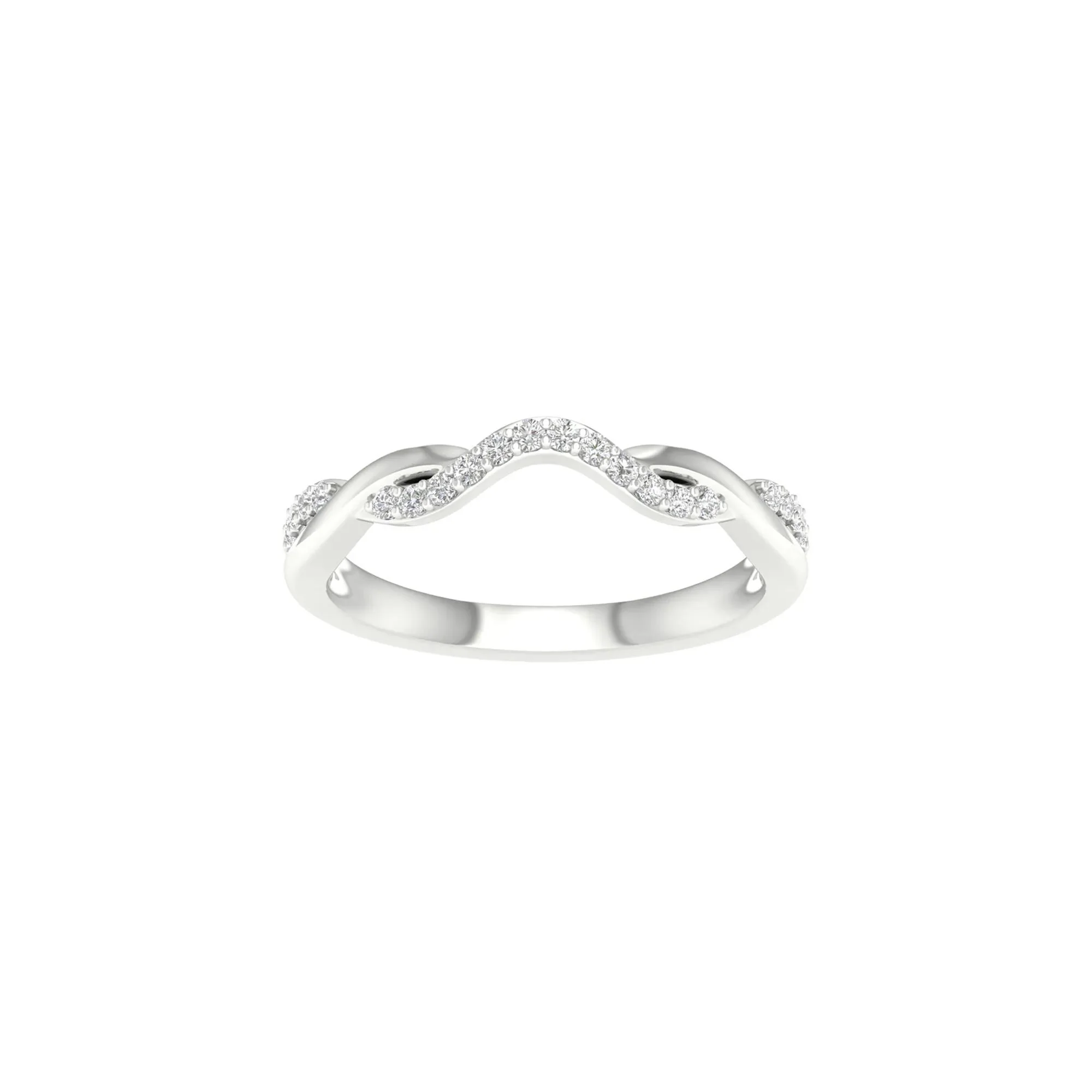 1/7 CT. Tw. Diamond Contour Twist Band Ring 14K White Gold Round Brilliant Cut Size 7.5 2mm - Image 4