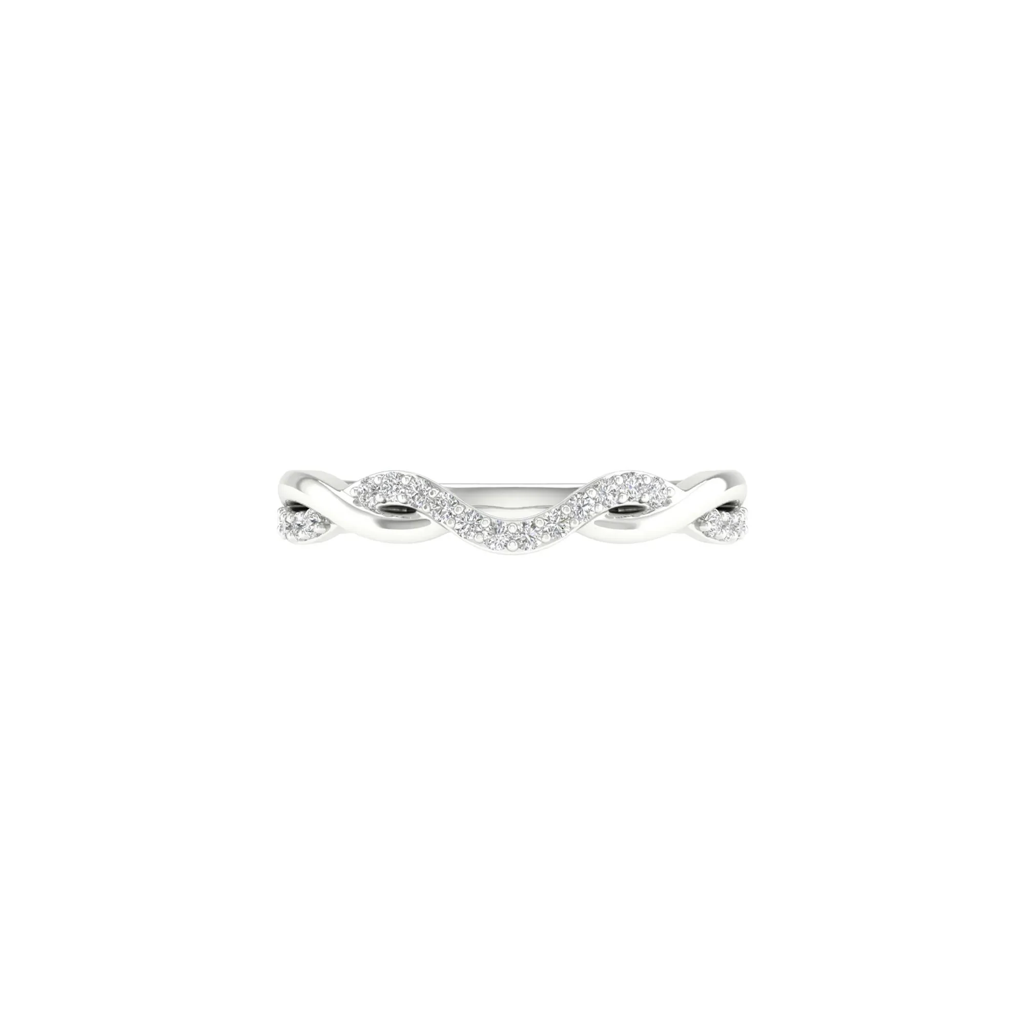 1/7 CT. Tw. Diamond Contour Twist Band Ring 14K White Gold Round Brilliant Cut Size 8 2mm