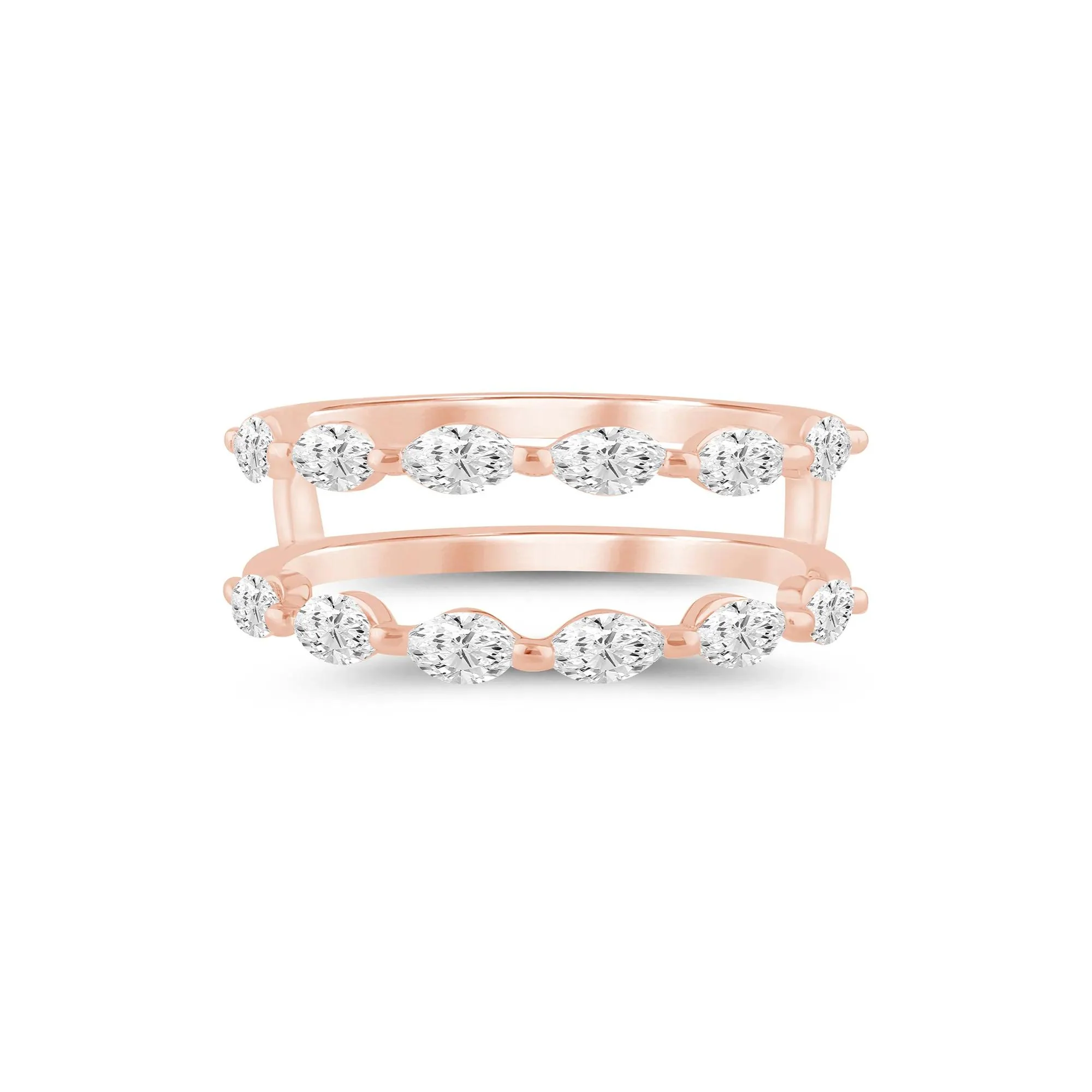 1 CT. Tw. Lab Grown Diamond Marquise-Cut Ring Insert 14K Rose Gold Size 8.5 1mm