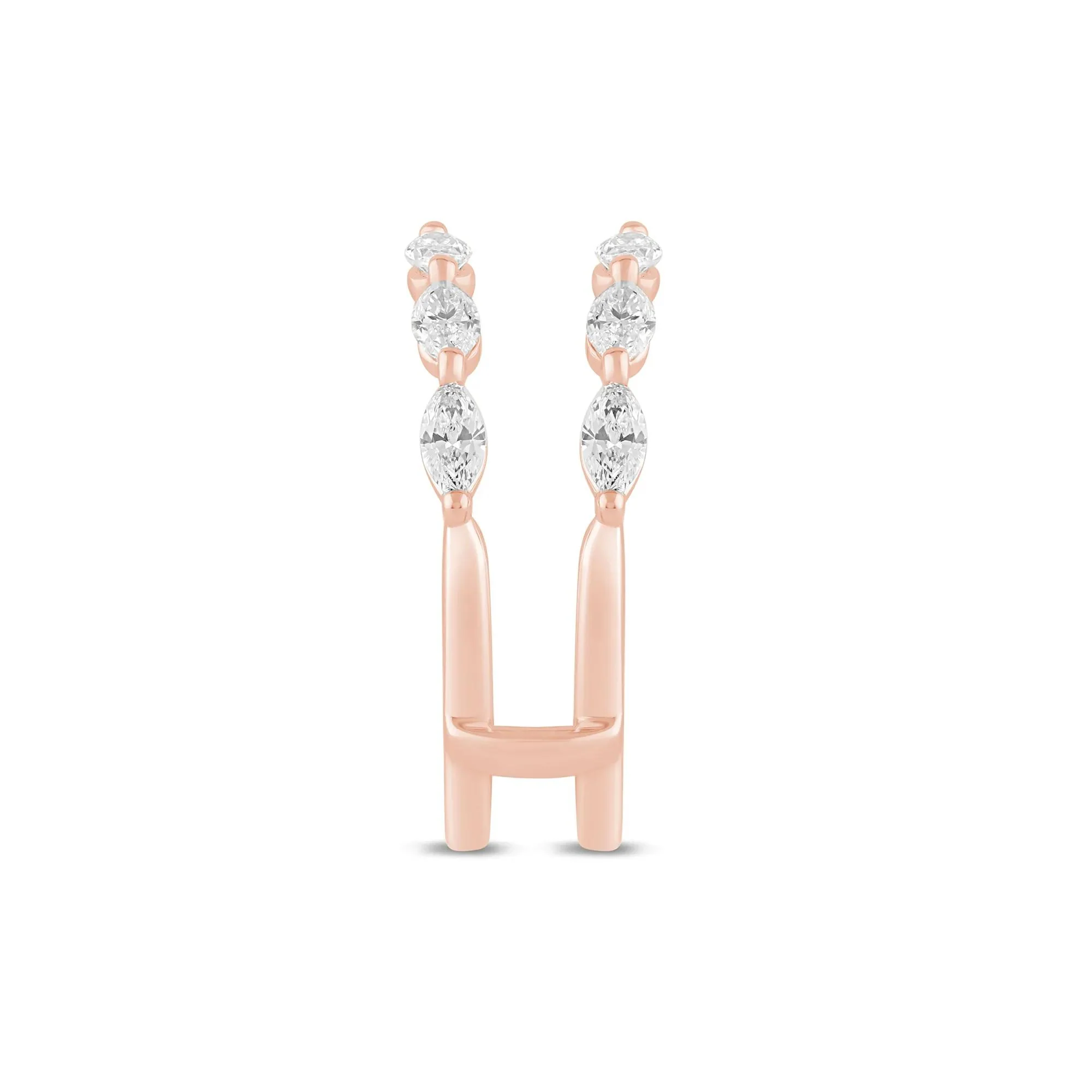 1 CT. Tw. Lab Grown Diamond Marquise-Cut Ring Insert 14K Rose Gold Size 8.5 1mm - Image 3
