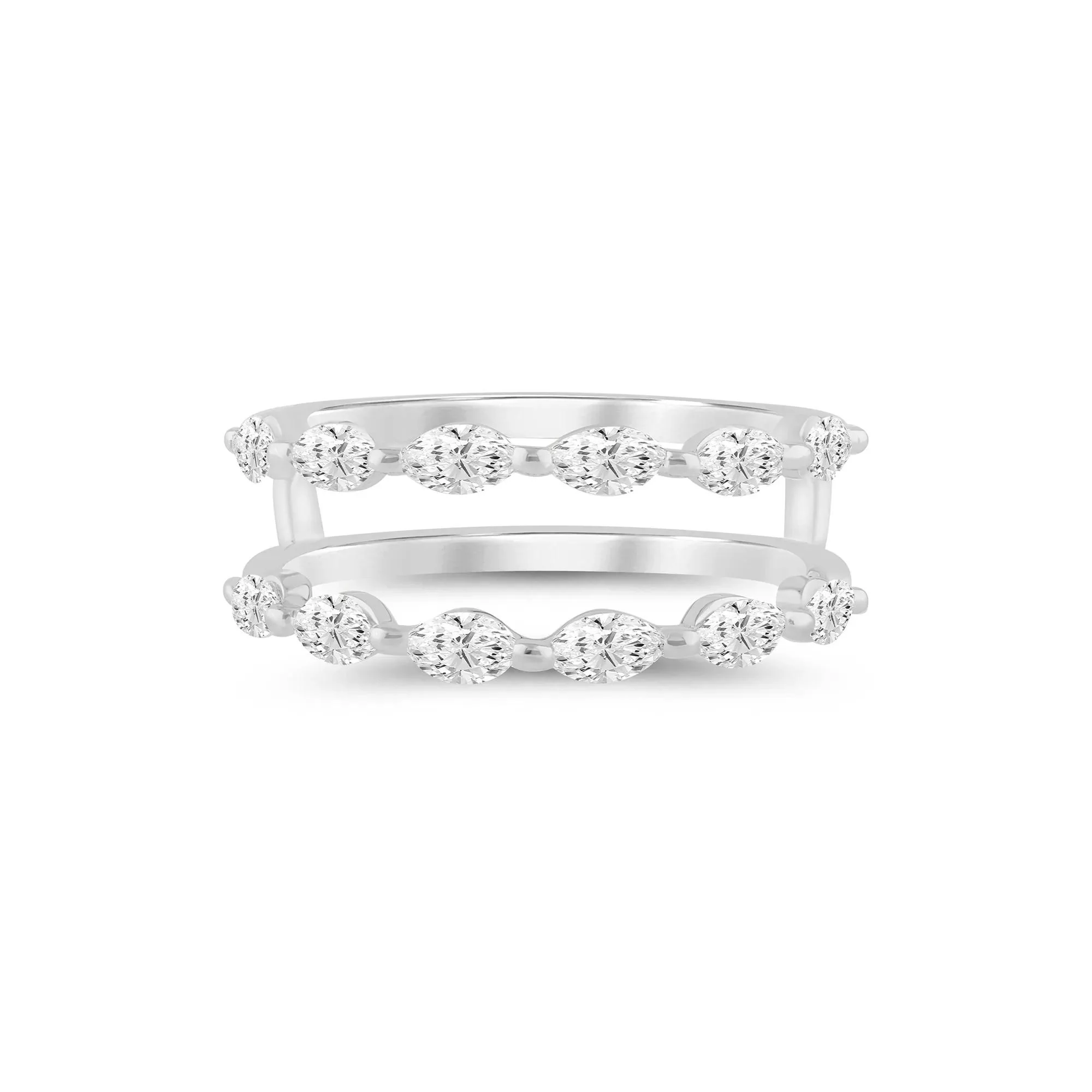 1 CT. Tw. Lab Grown Diamond Marquise-Cut Ring Insert 14K White Gold Size 7.5 1mm