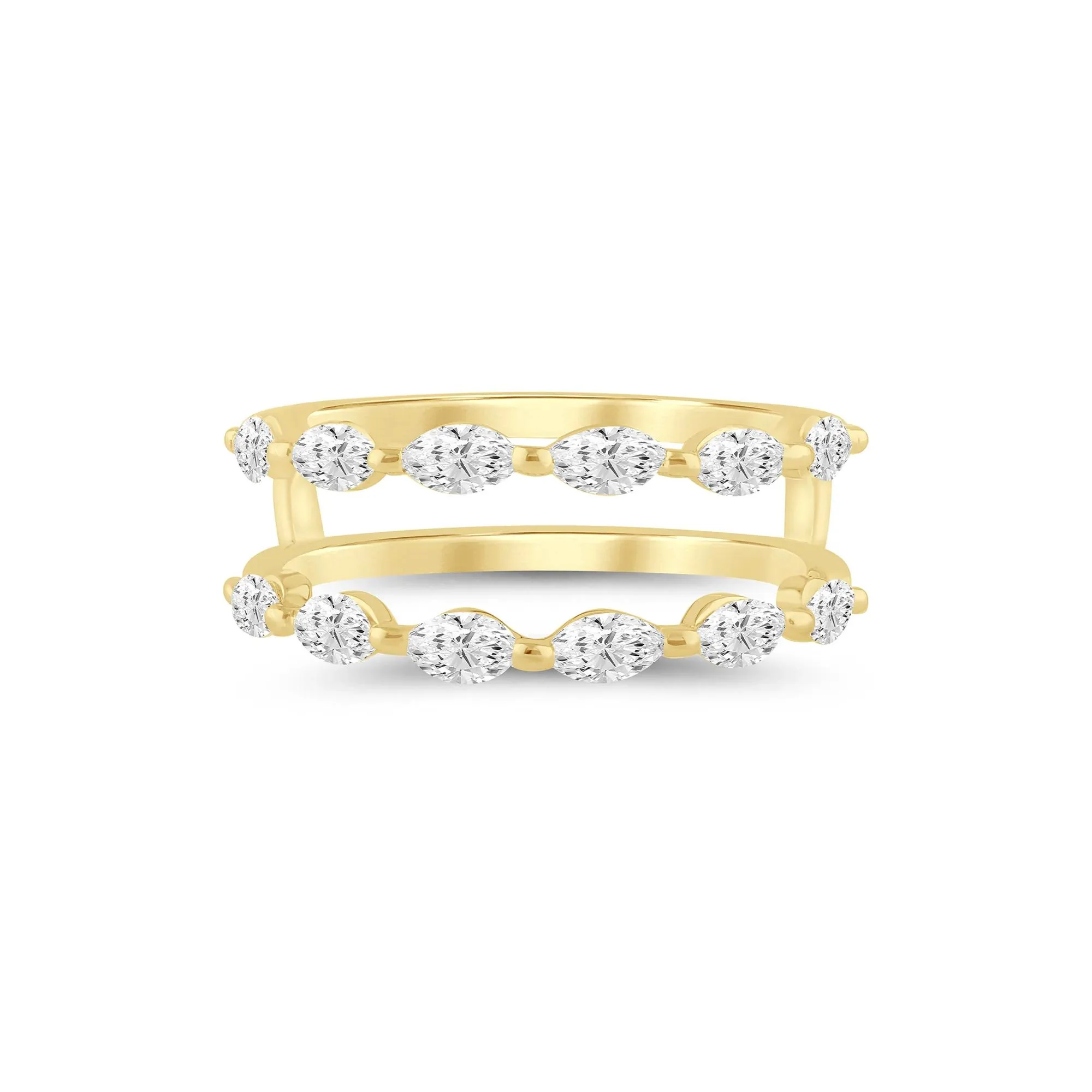 1 CT. Tw. Lab Grown Diamond Marquise-Cut Ring Insert 14K Yellow Gold Size 6.5 1mm