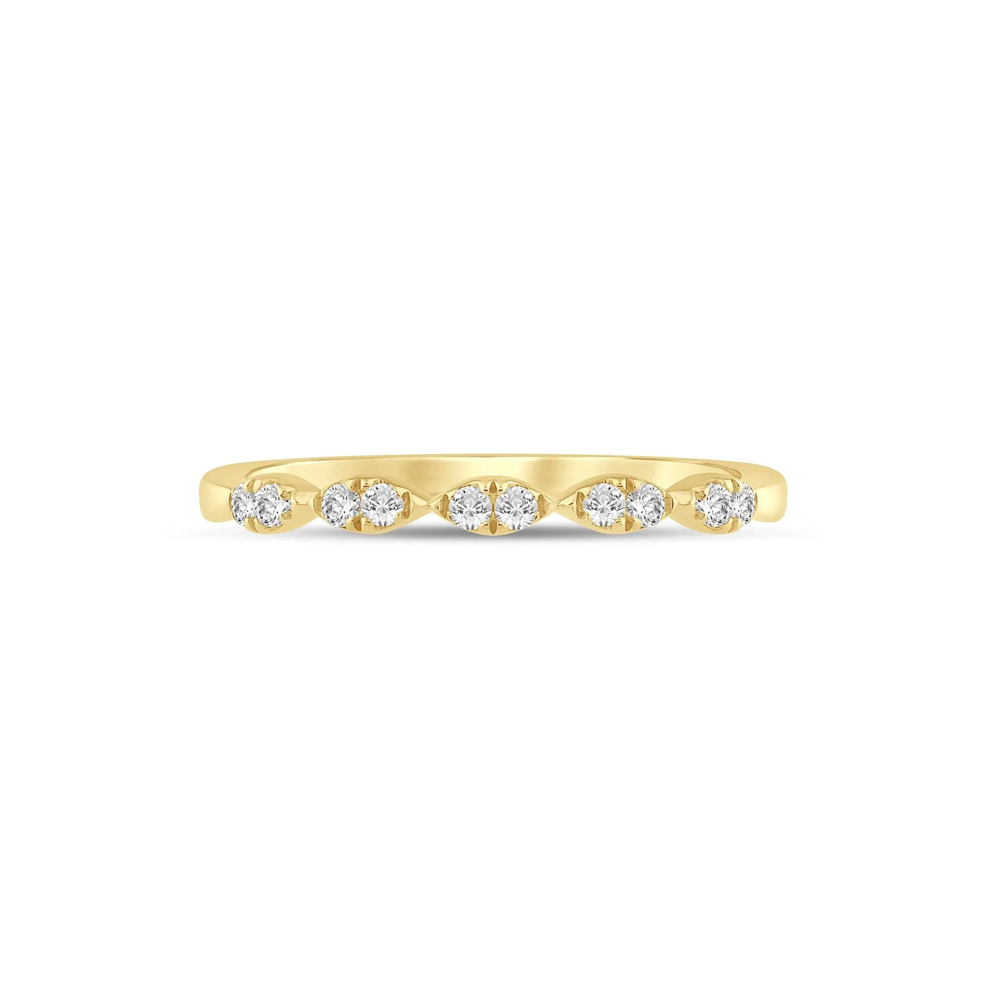 1/7 CT. Tw. Diamond Faux-Marquise Anniversary Band Ring 10K Yellow Gold Round Brilliant Cut Size 6 1mm