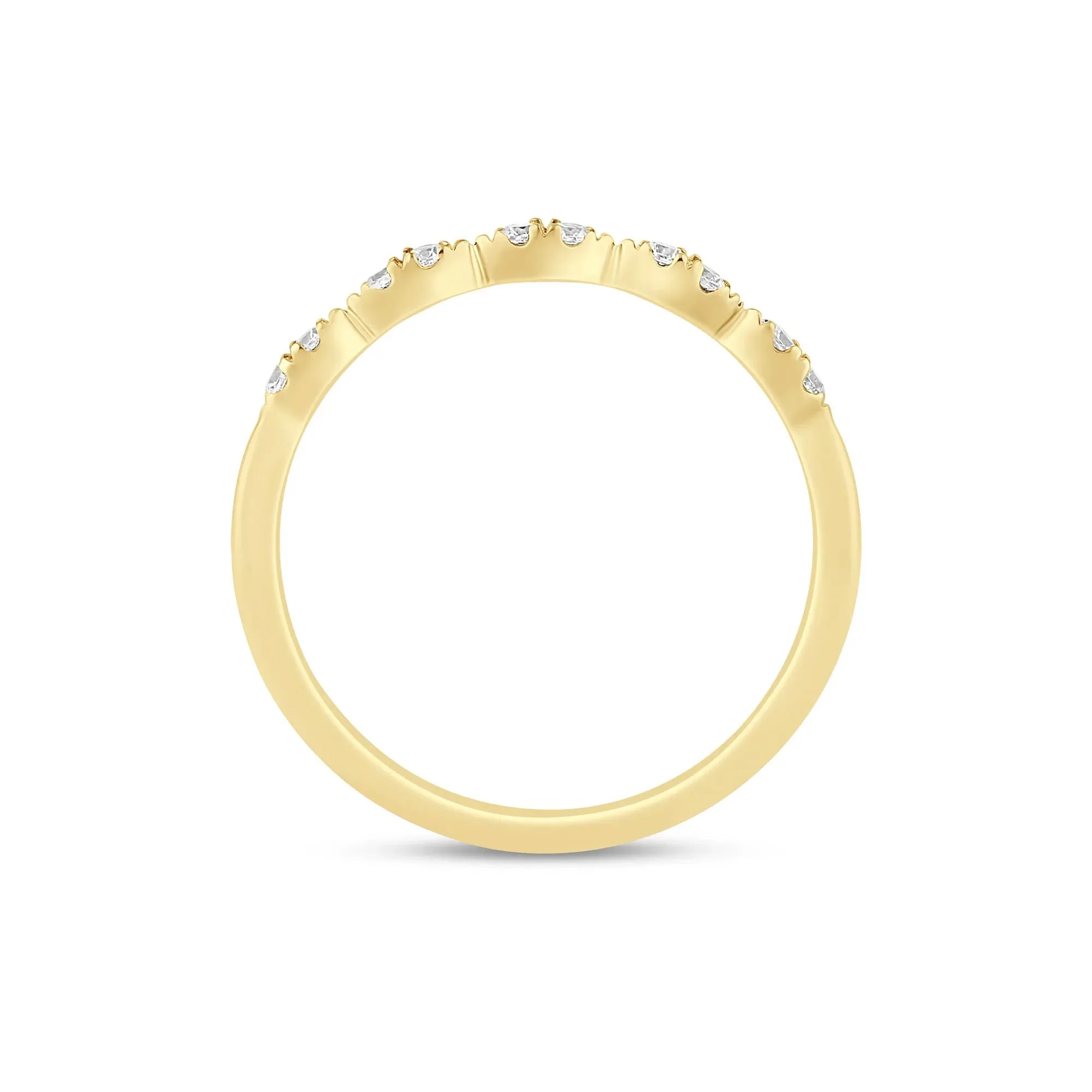 1/7 CT. Tw. Diamond Faux-Marquise Anniversary Band Ring 10K Yellow Gold Round Brilliant Cut Size 6 1mm - Image 2