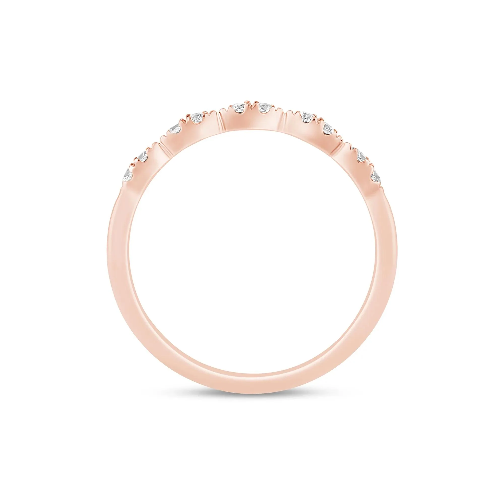 1/7 CT. Tw. Diamond Faux-Marquise Anniversary Band Ring 10K Rose Gold Round Brilliant Cut Size 6 1mm - Image 2