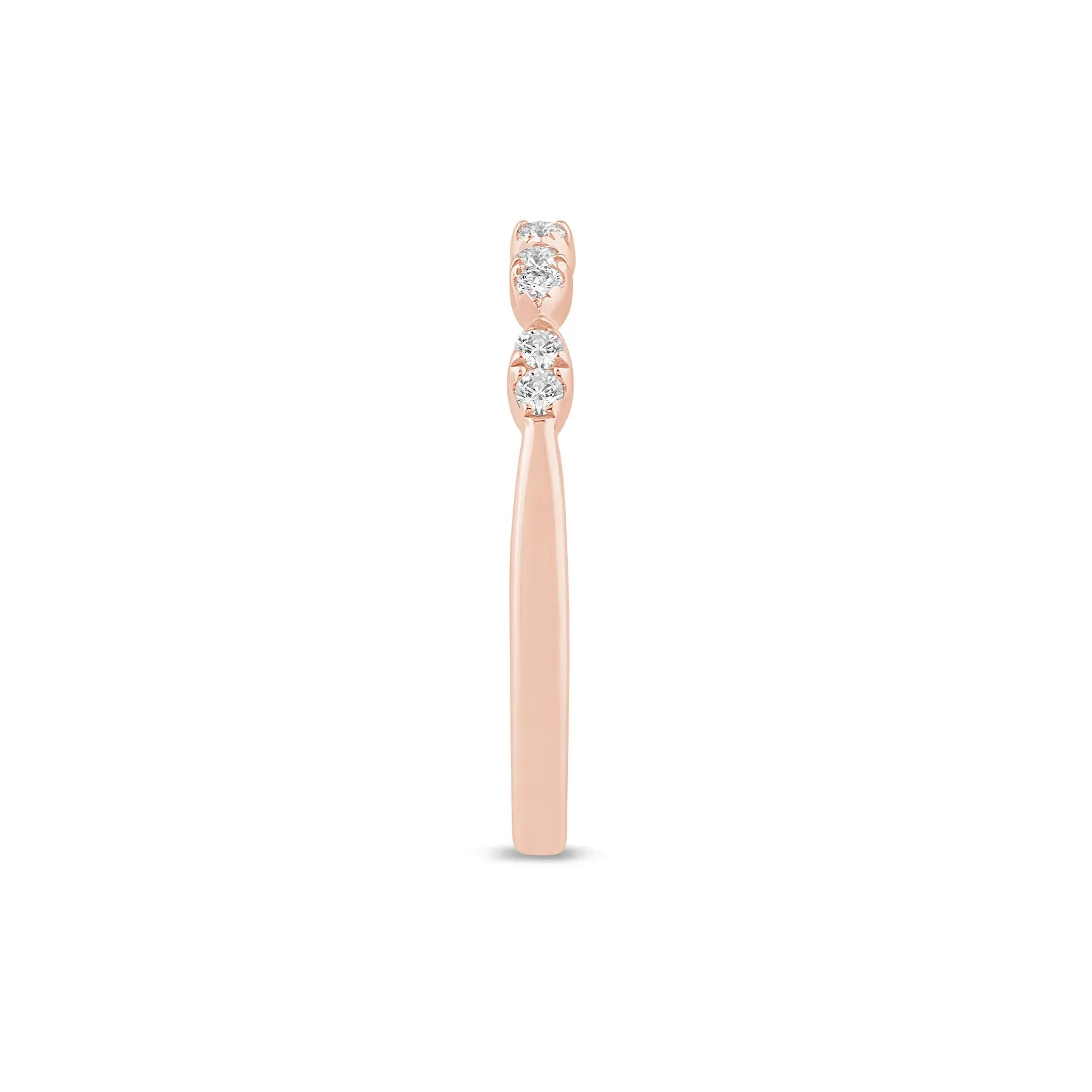 1/7 CT. Tw. Diamond Faux-Marquise Anniversary Band Ring 10K Rose Gold Round Brilliant Cut Size 6.5 1mm - Image 3