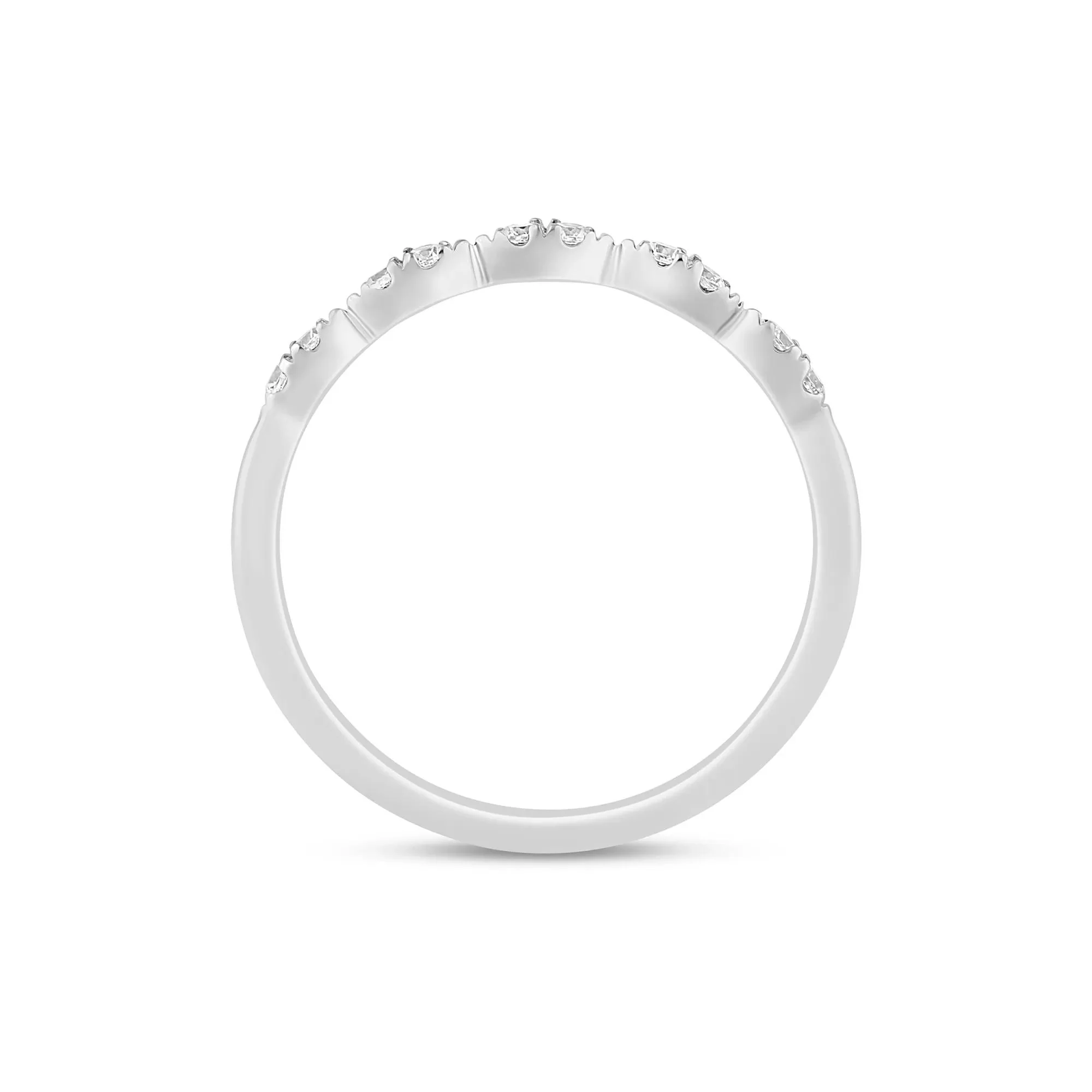 1/7 CT. Tw. Diamond Faux-Marquise Anniversary Band Ring 10K White Gold Round Brilliant Cut Size 7 1mm - Image 2