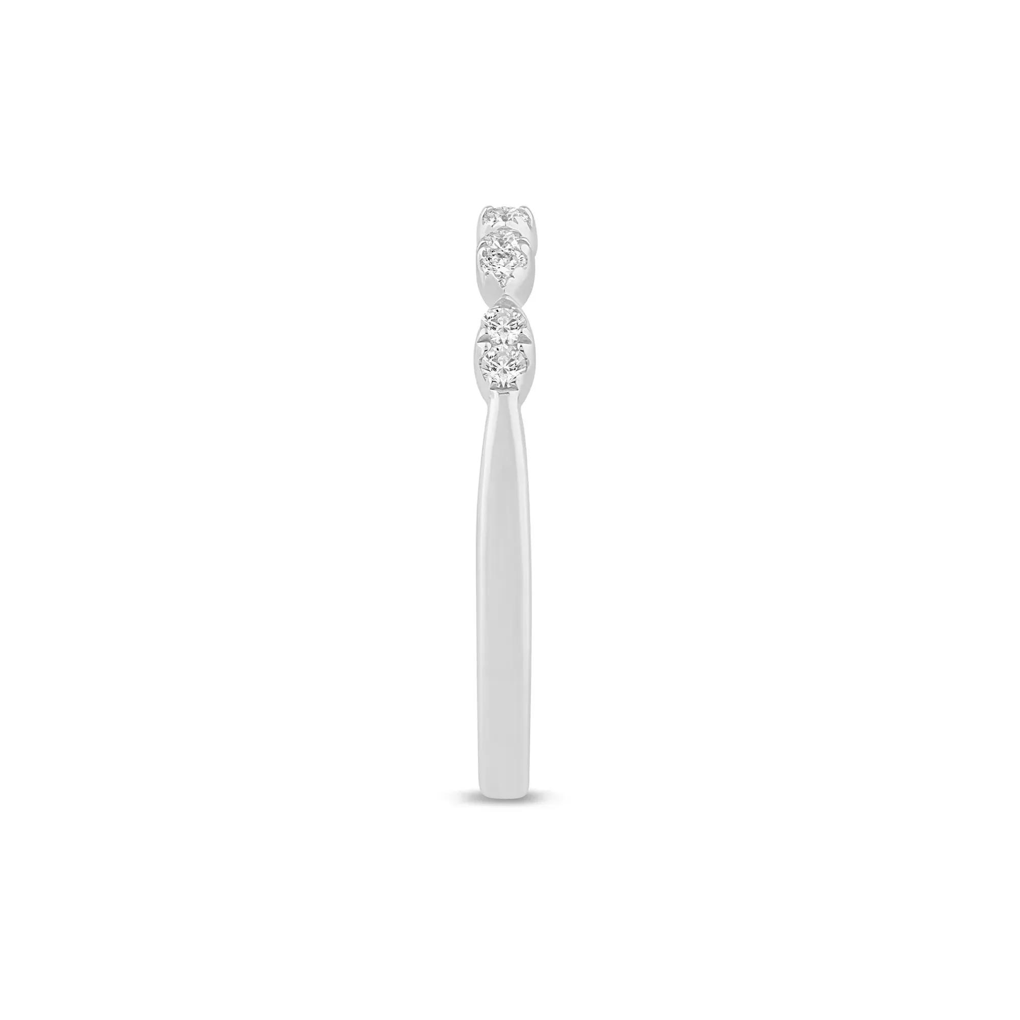 1/7 CT. Tw. Diamond Faux-Marquise Anniversary Band Ring 10K White Gold Round Brilliant Cut Size 7.5 1mm - Image 3
