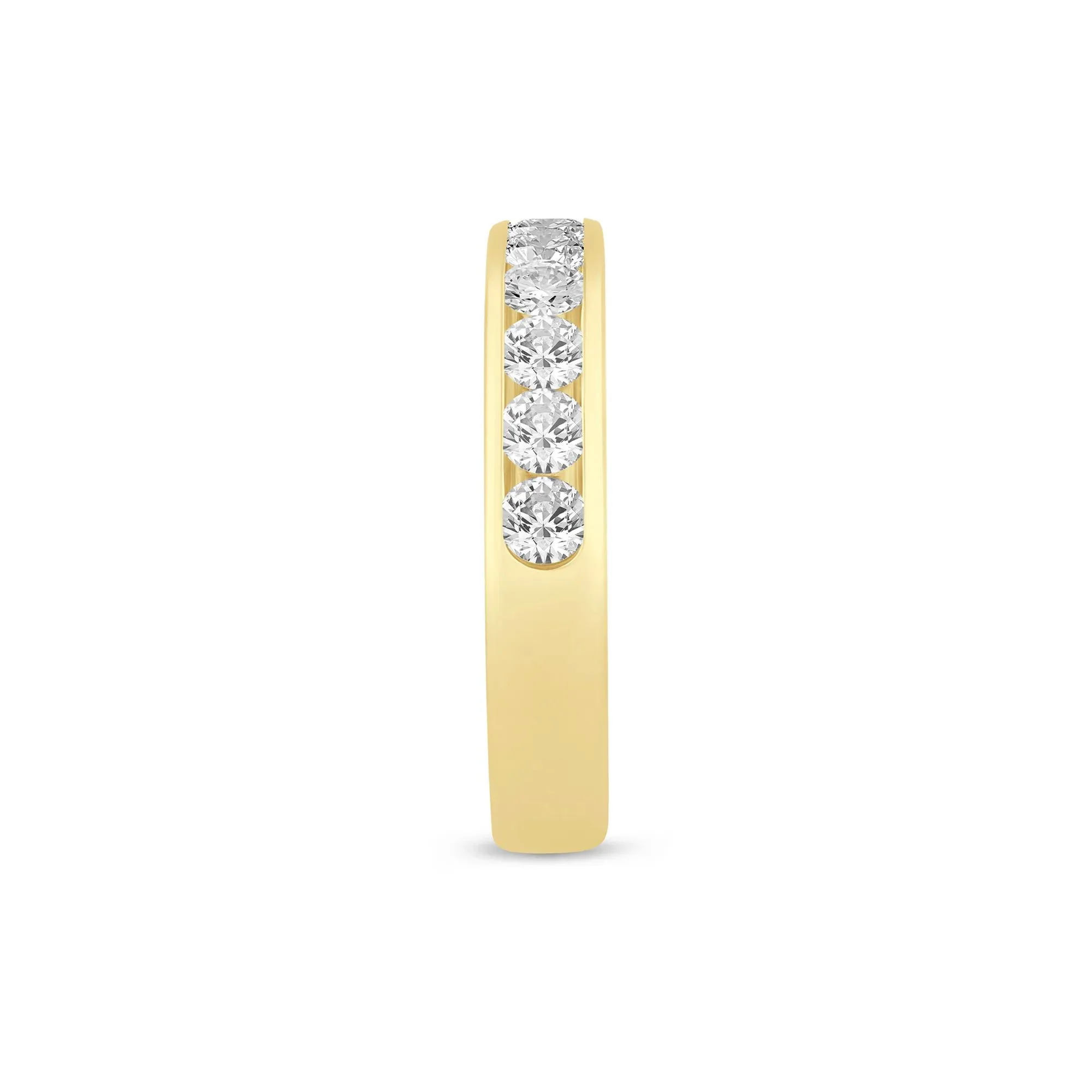 1 CT. Tw. Diamond Channel Band Ring 14K Yellow Gold Round Brilliant Cut Size 6 3mm - Image 3