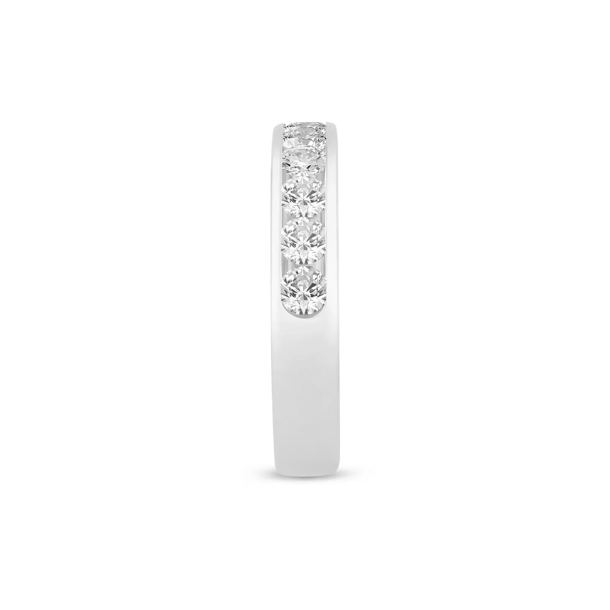 1 CT. Tw. Diamond Channel Band Ring 14K White Gold Round Brilliant Cut Size 7 3mm - Image 3