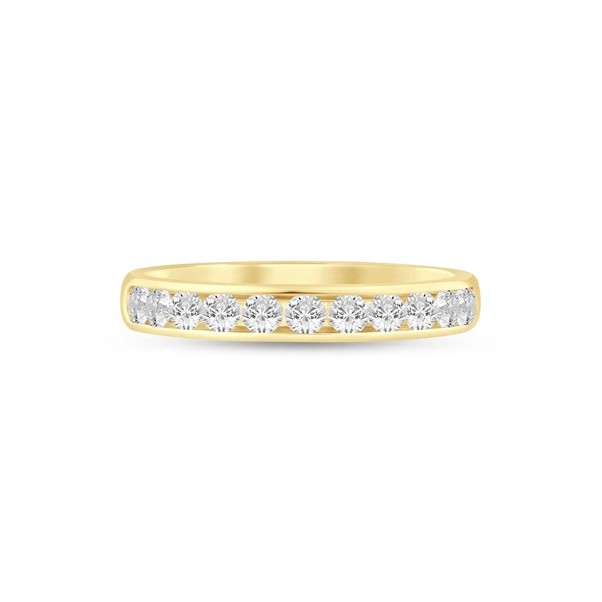 Diamond Channel Band Ring 14K Yellow Gold (1/2ct. Tw.) Round Brilliant Cut Size 6 3mm